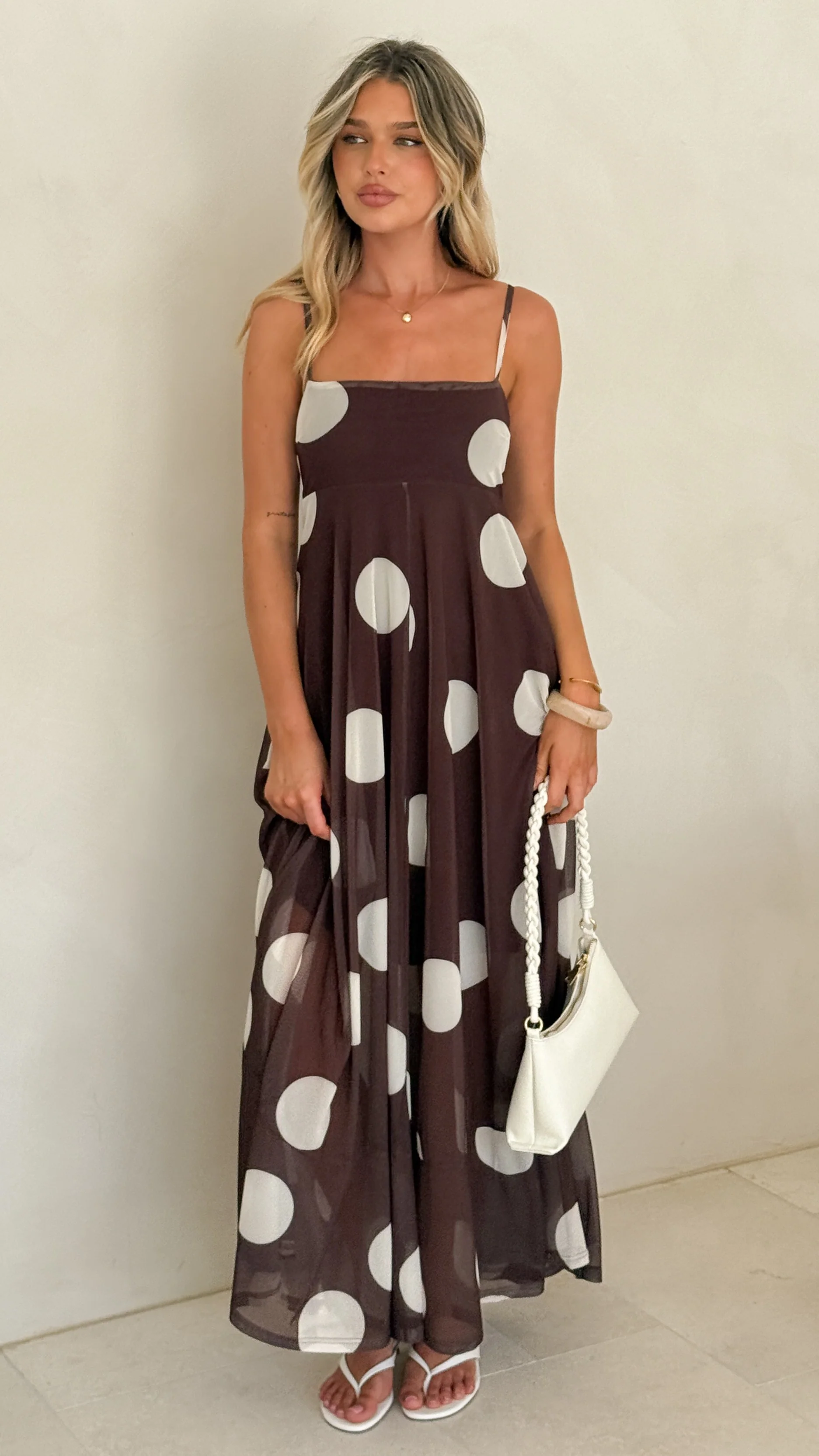 Melinda Maxi Dress - Chocolate / Cream Spot