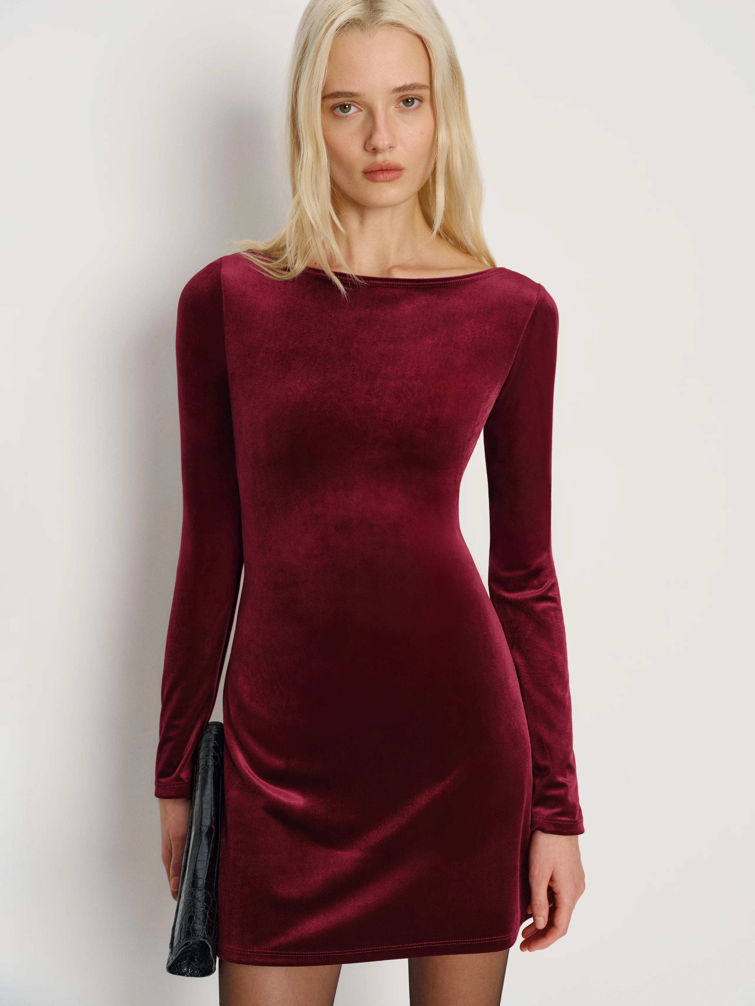 Jaelynn Knit Dress-Burgundy Velvet