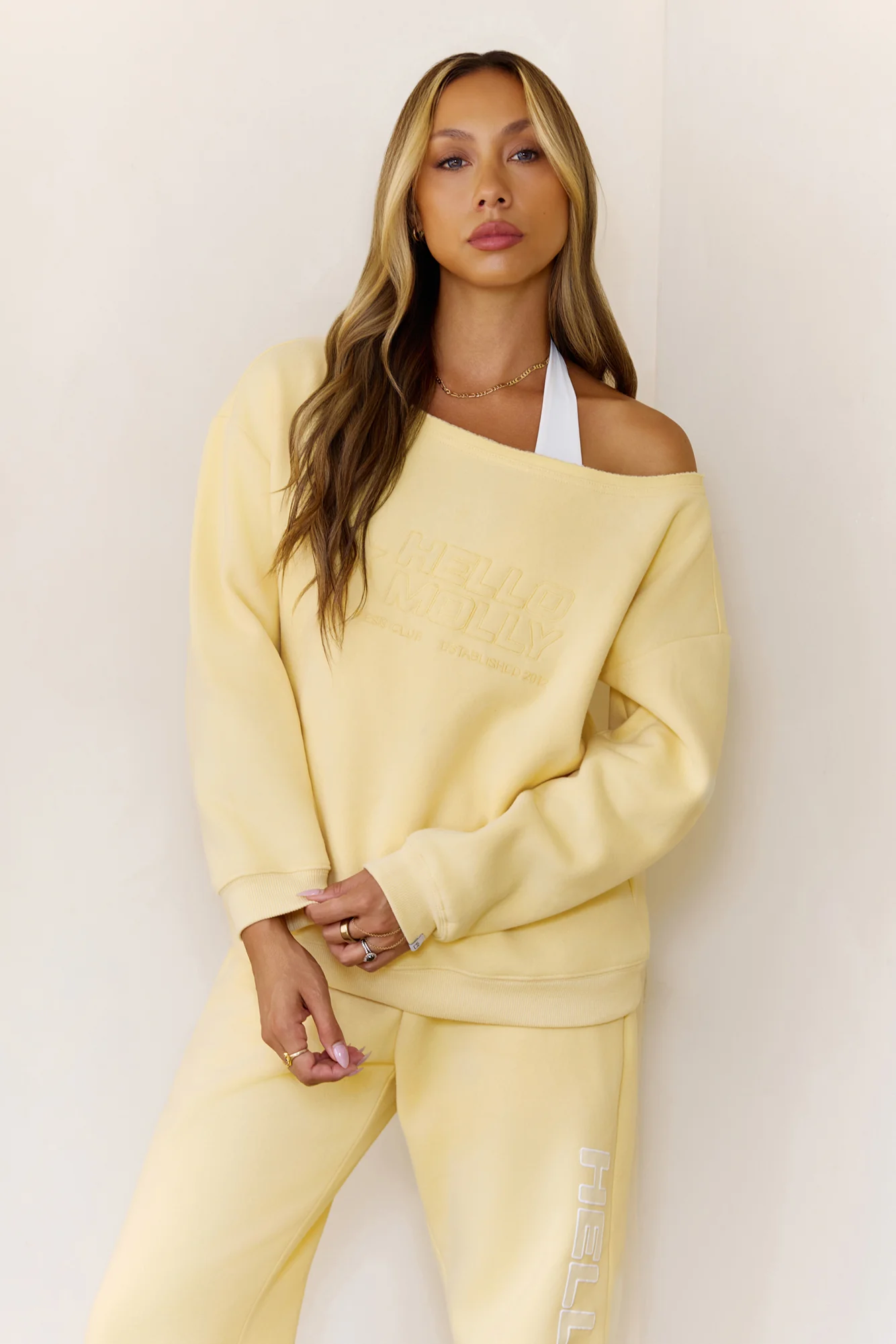 BASE Fleece Off Shoulder Sweatshirt Butter