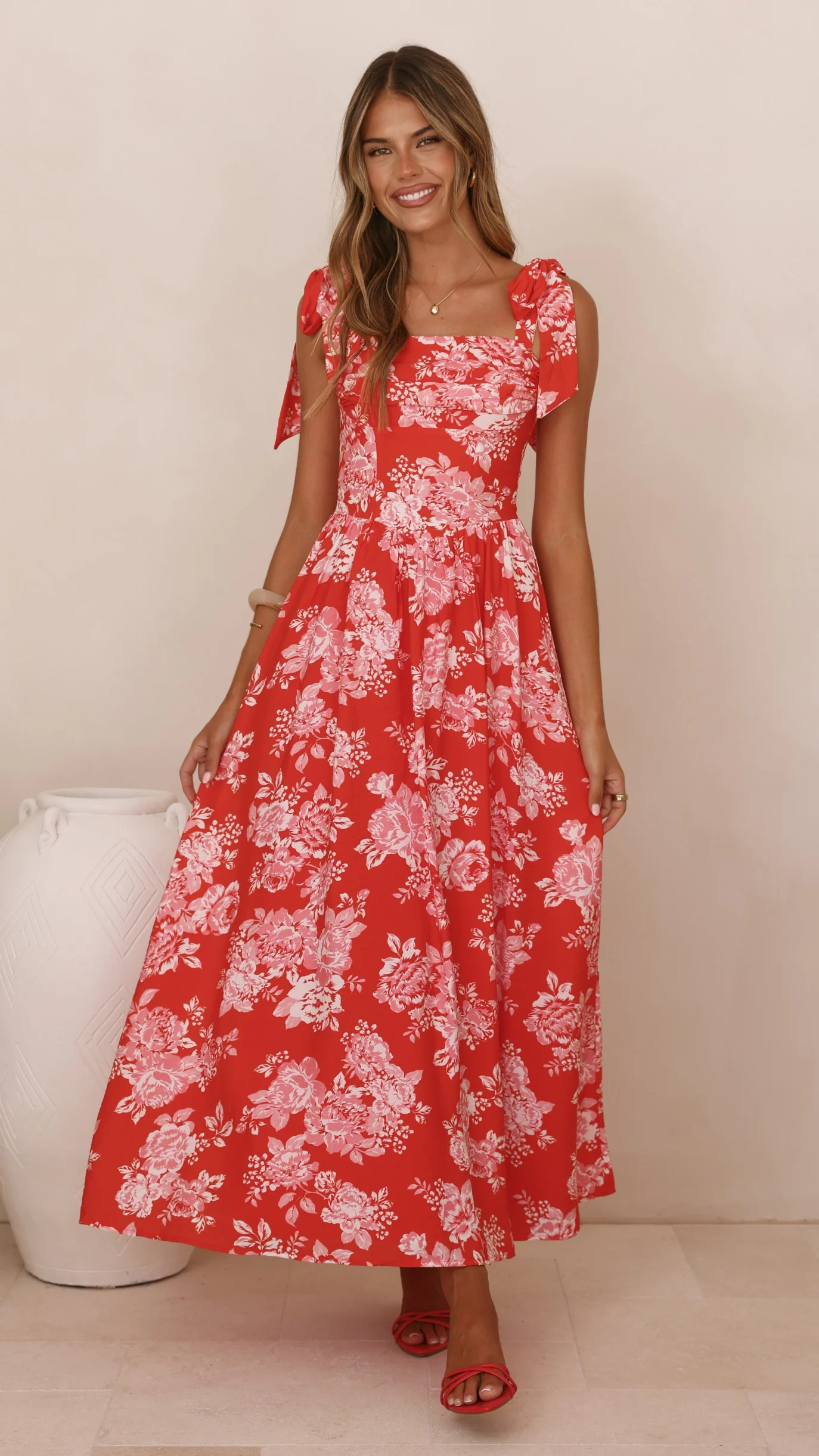 Haisley Maxi Dress - Red Floral