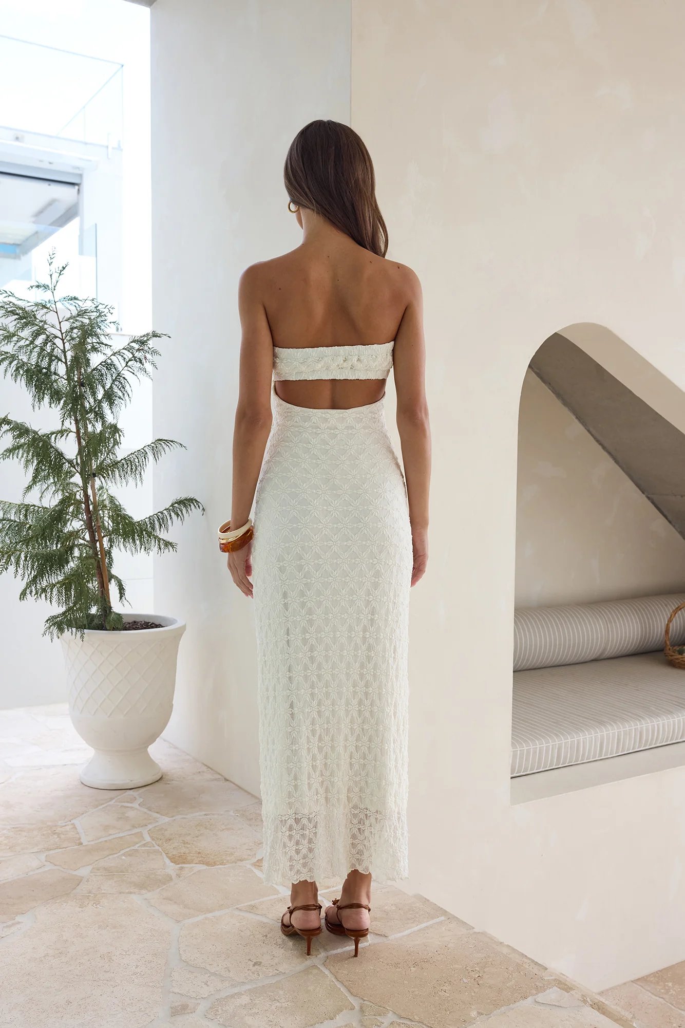 Goddess Blessings Strapless Maxi Dress Cream