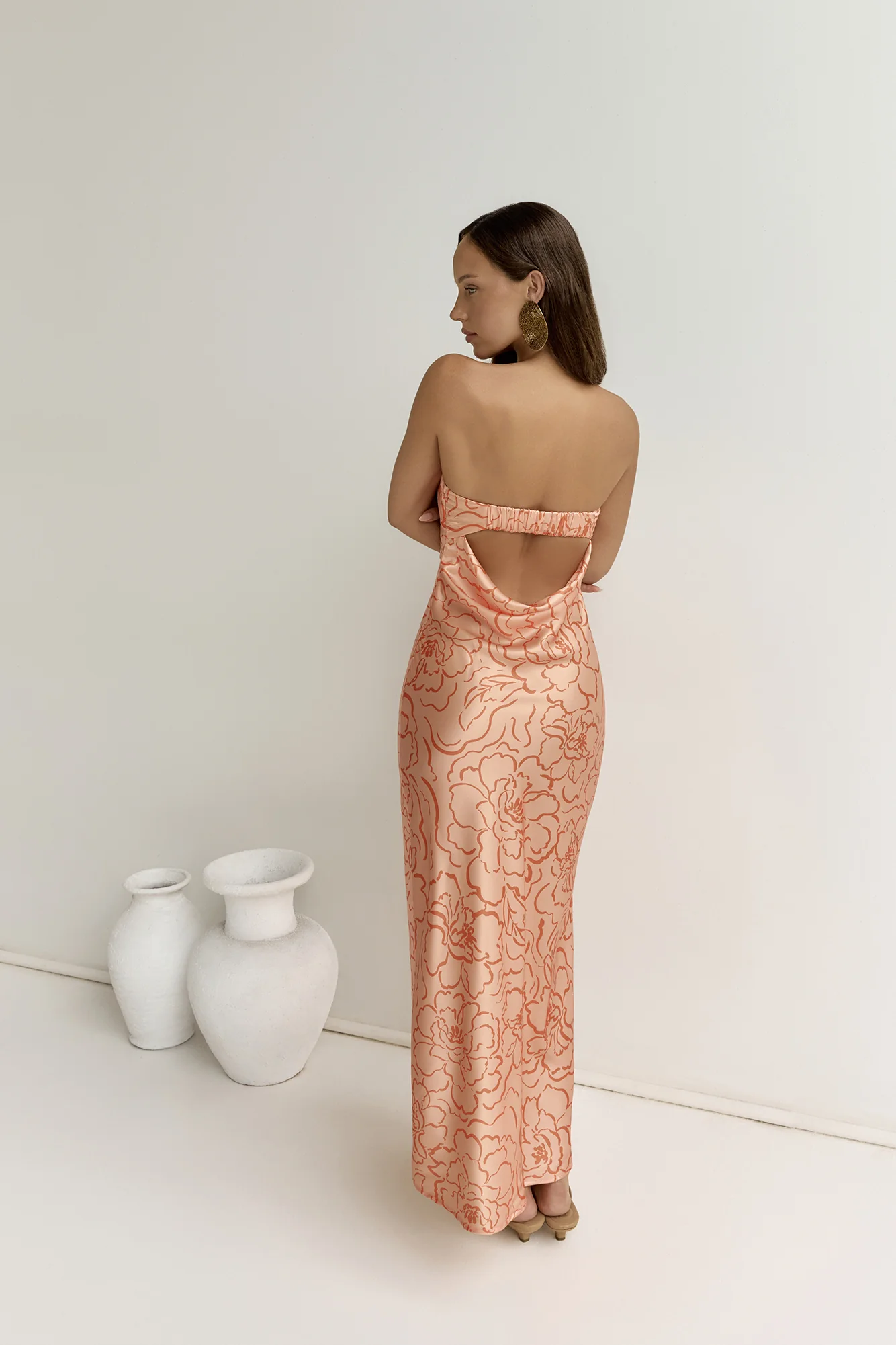 Staying True Strapless Maxi Dress Orange