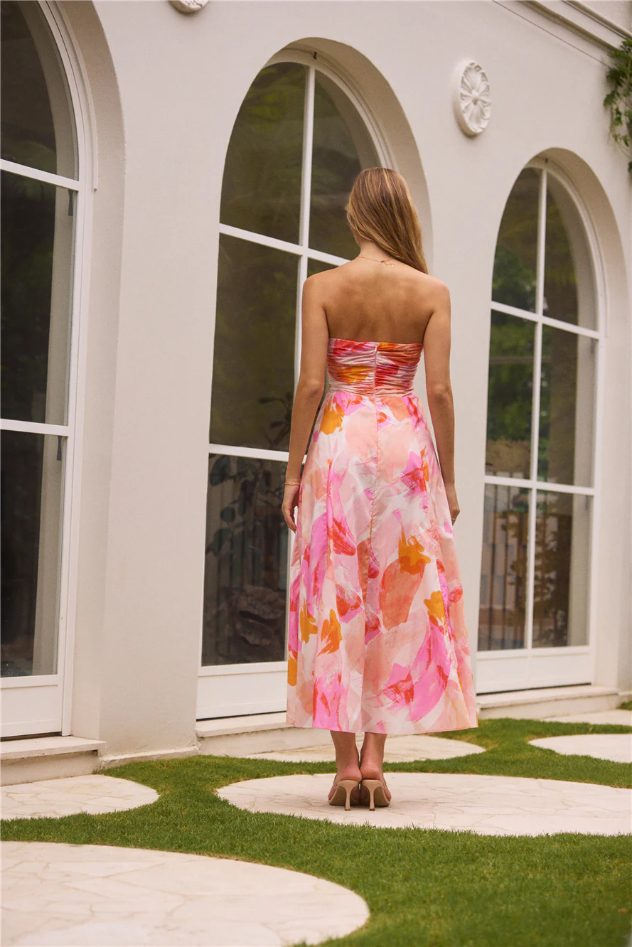 Fairy Floss Strapless Maxi Dress Pink