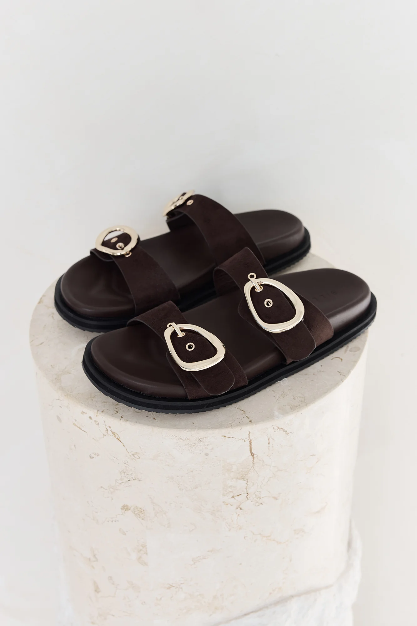 Theresa Slides Dark Cacao Suede