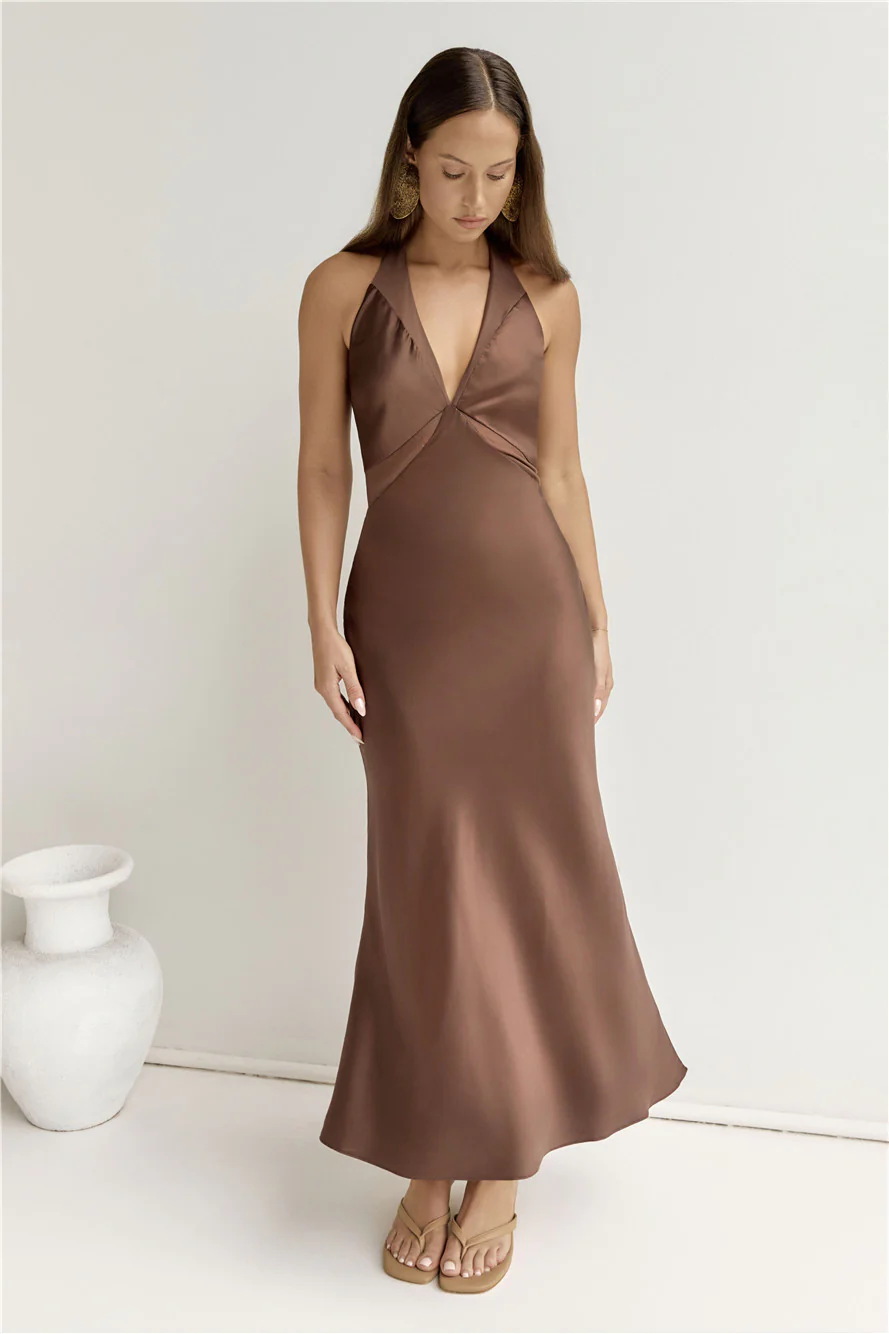 To The Dreamers Maxi Dress Brown