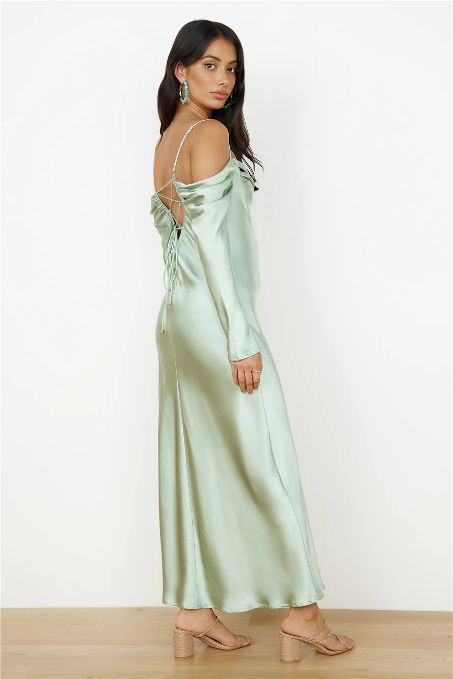 Classic Moments Satin Maxi Dress Sage