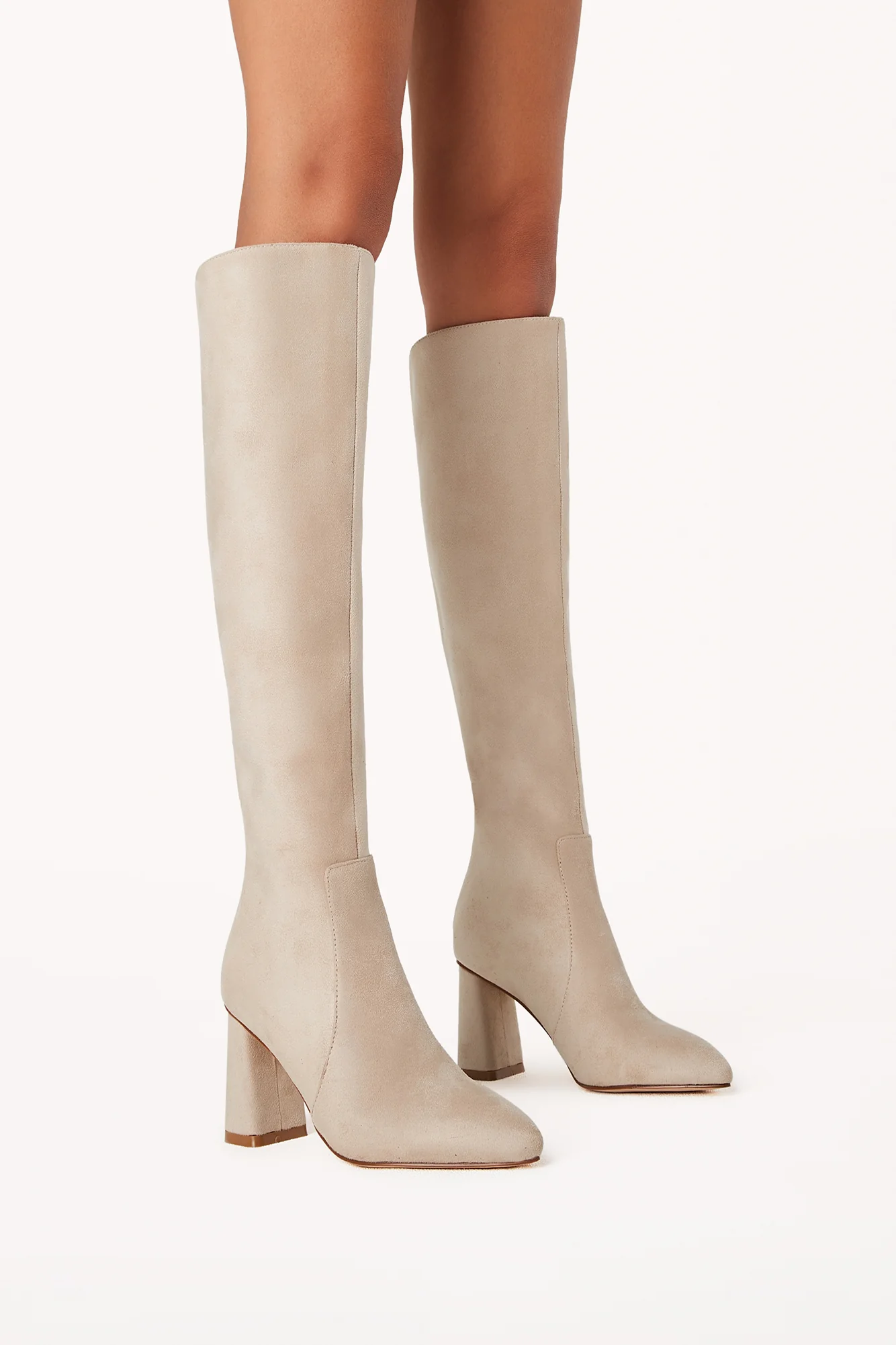 Ulyssa Knee High Boots Cream Suede