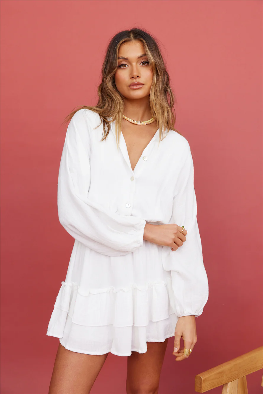 Peach Sunsets Dress White