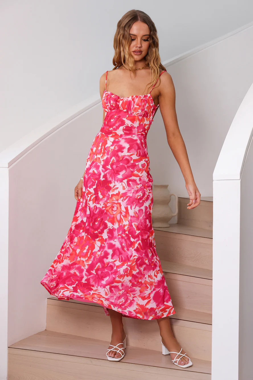 Peony Pillow Maxi Dress Pink