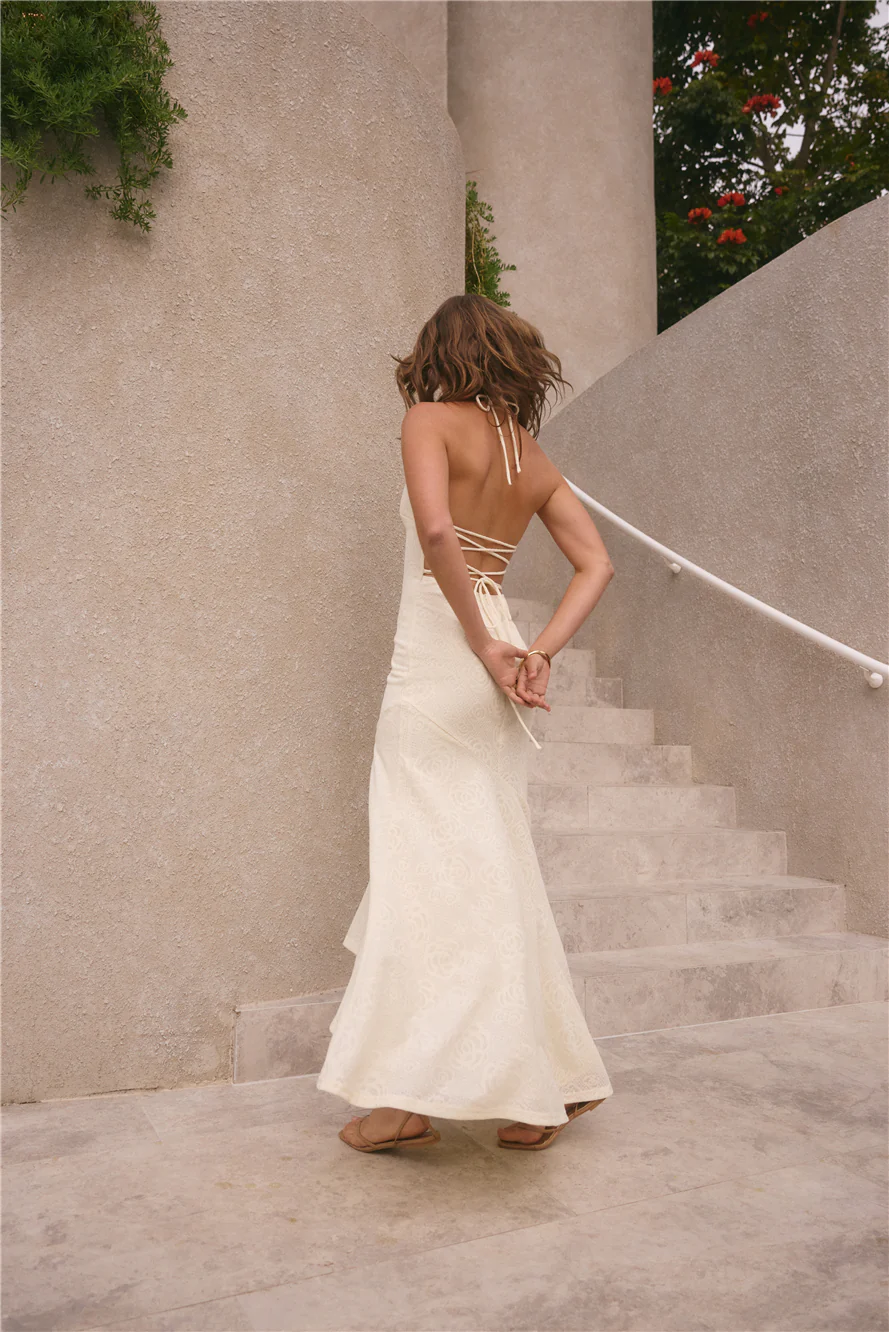 Rosetta Halter Maxi Dress Cream