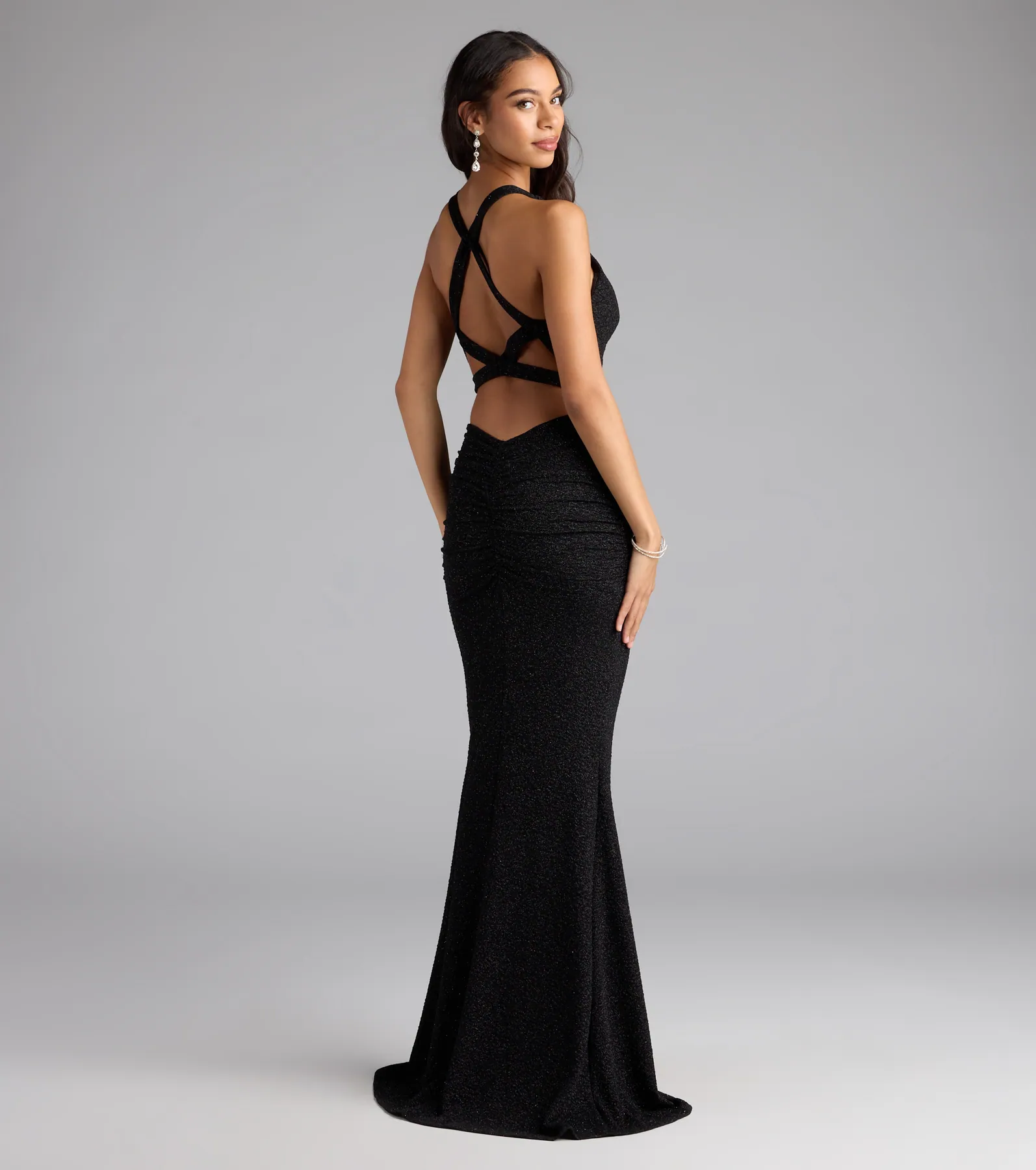 Corinne Glitter Knit Strappy Back Mermaid Dress