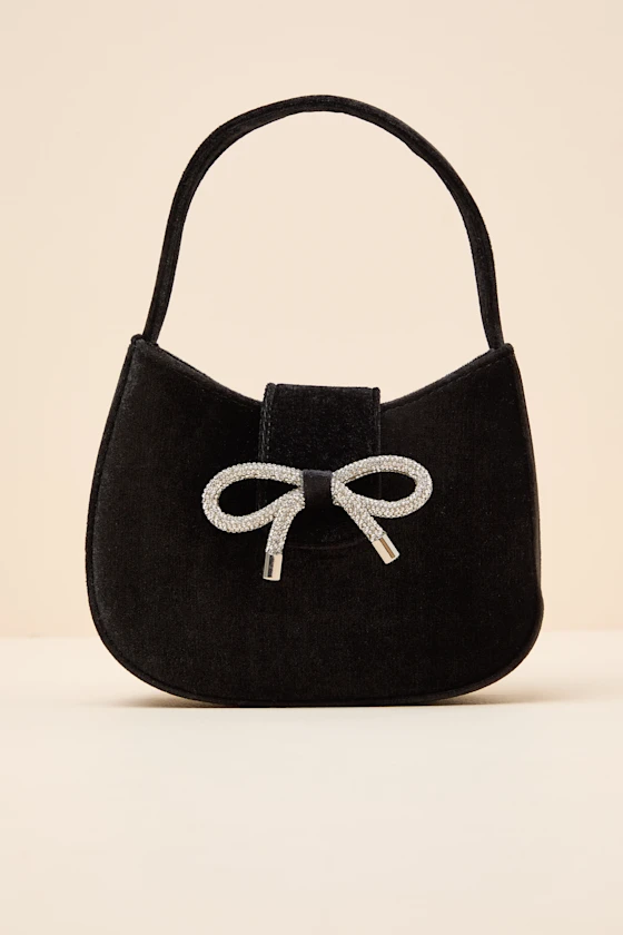 Bowden Black Velvet Mini Handbag