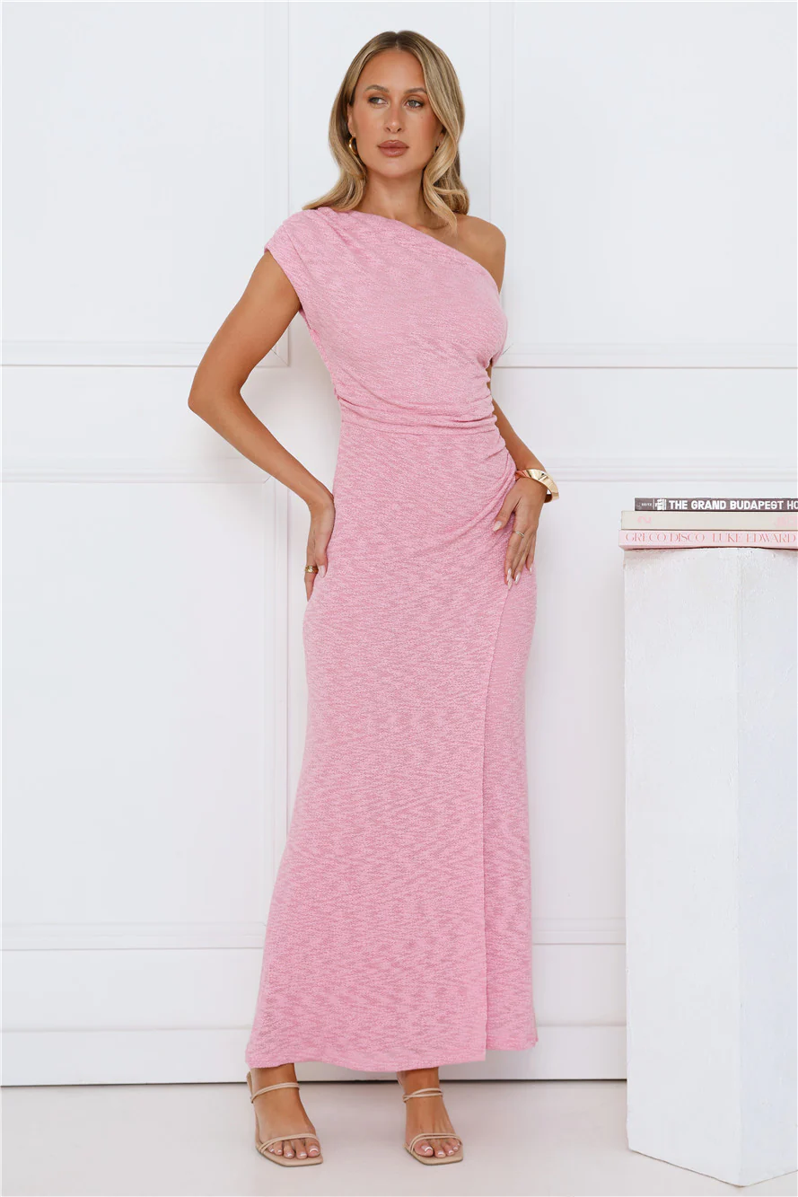 In My Style Era Off Shoulder Maxi Dress Pink