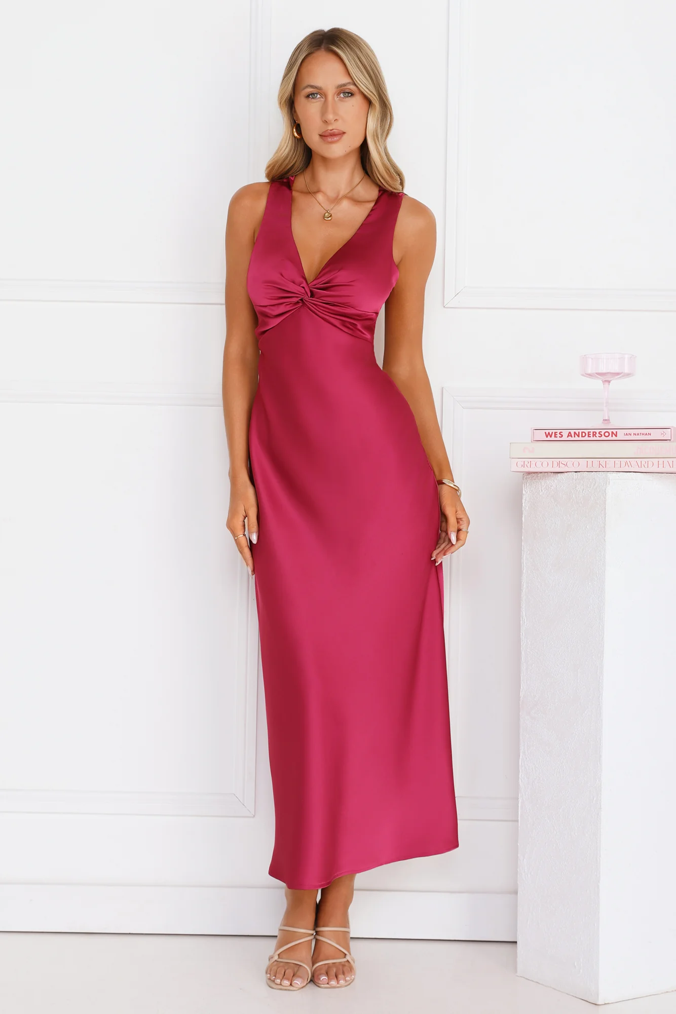 Doing The Most Satin Maxi Dress Burgundy
