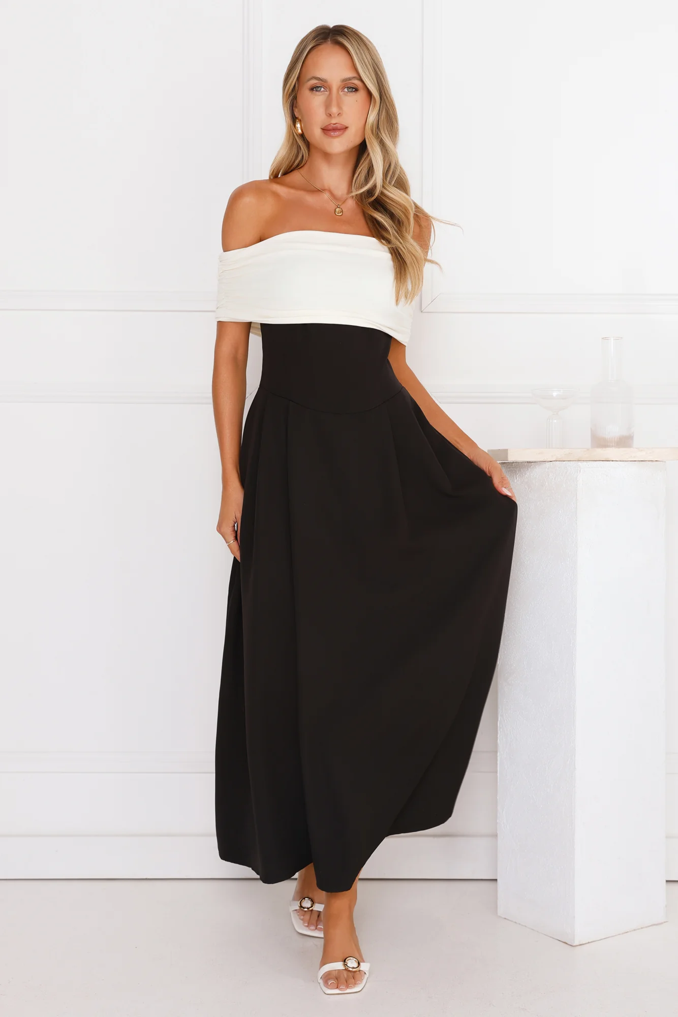 Too Hot To Handle Off Shoulder Maxi Dress Black