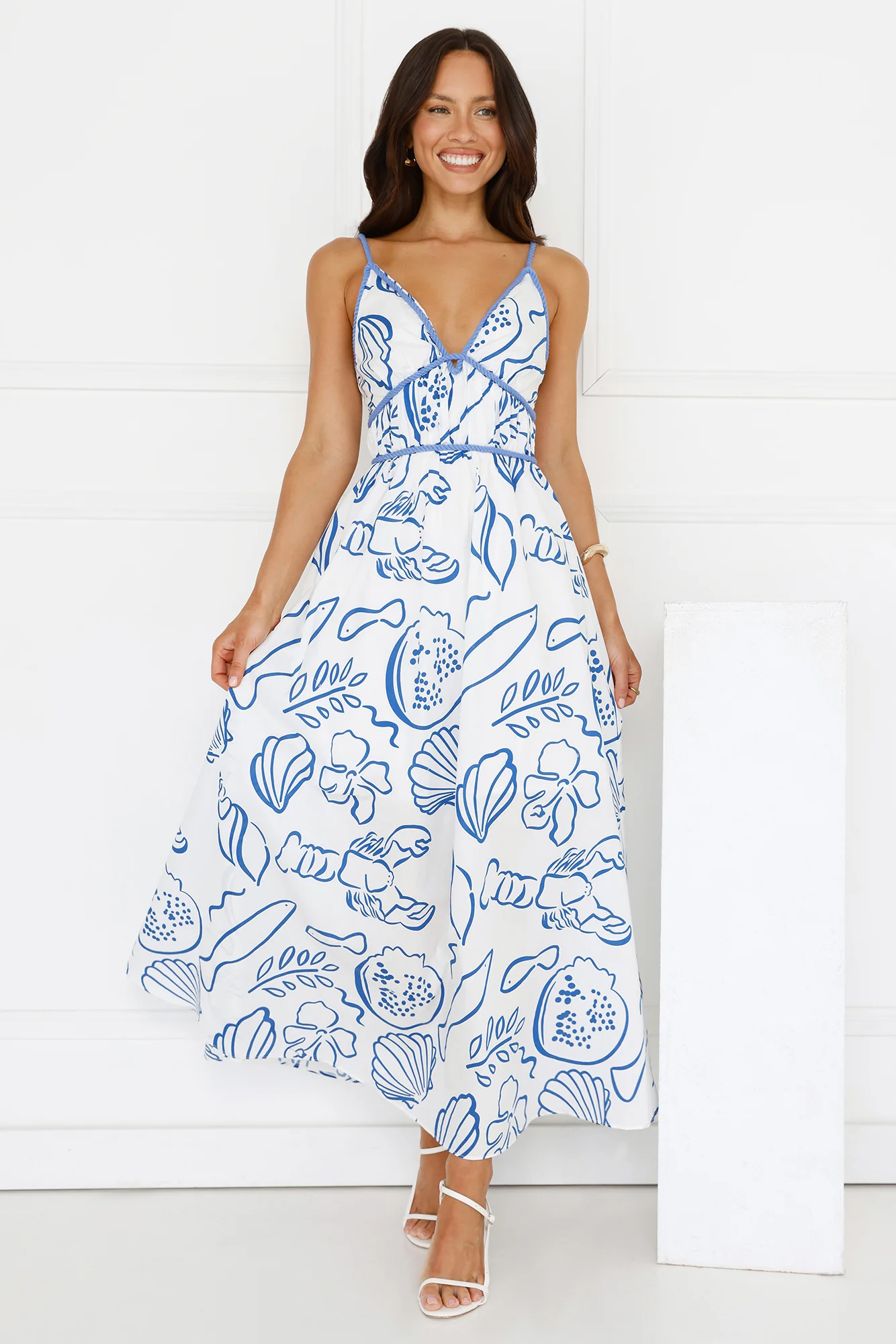 Seashell Glow Maxi Dress White
