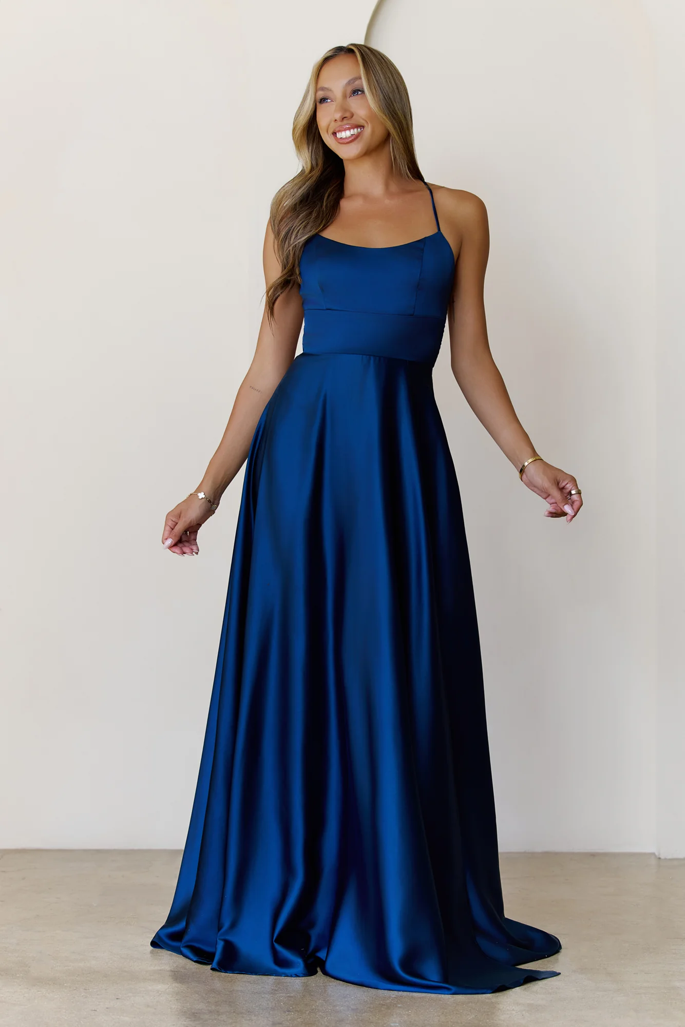 Soaked In Beauty Satin Maxi Dress Teal