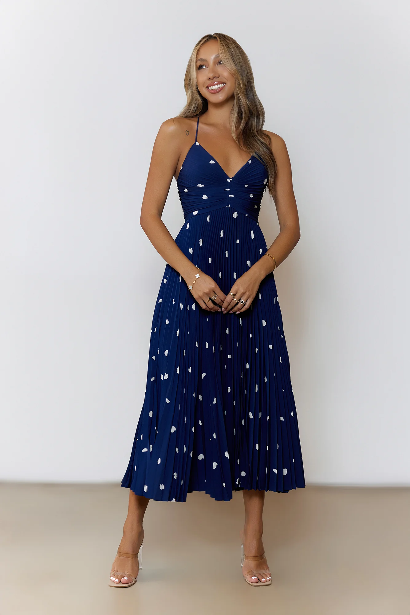 Dotty Daydream Midi Dress Navy