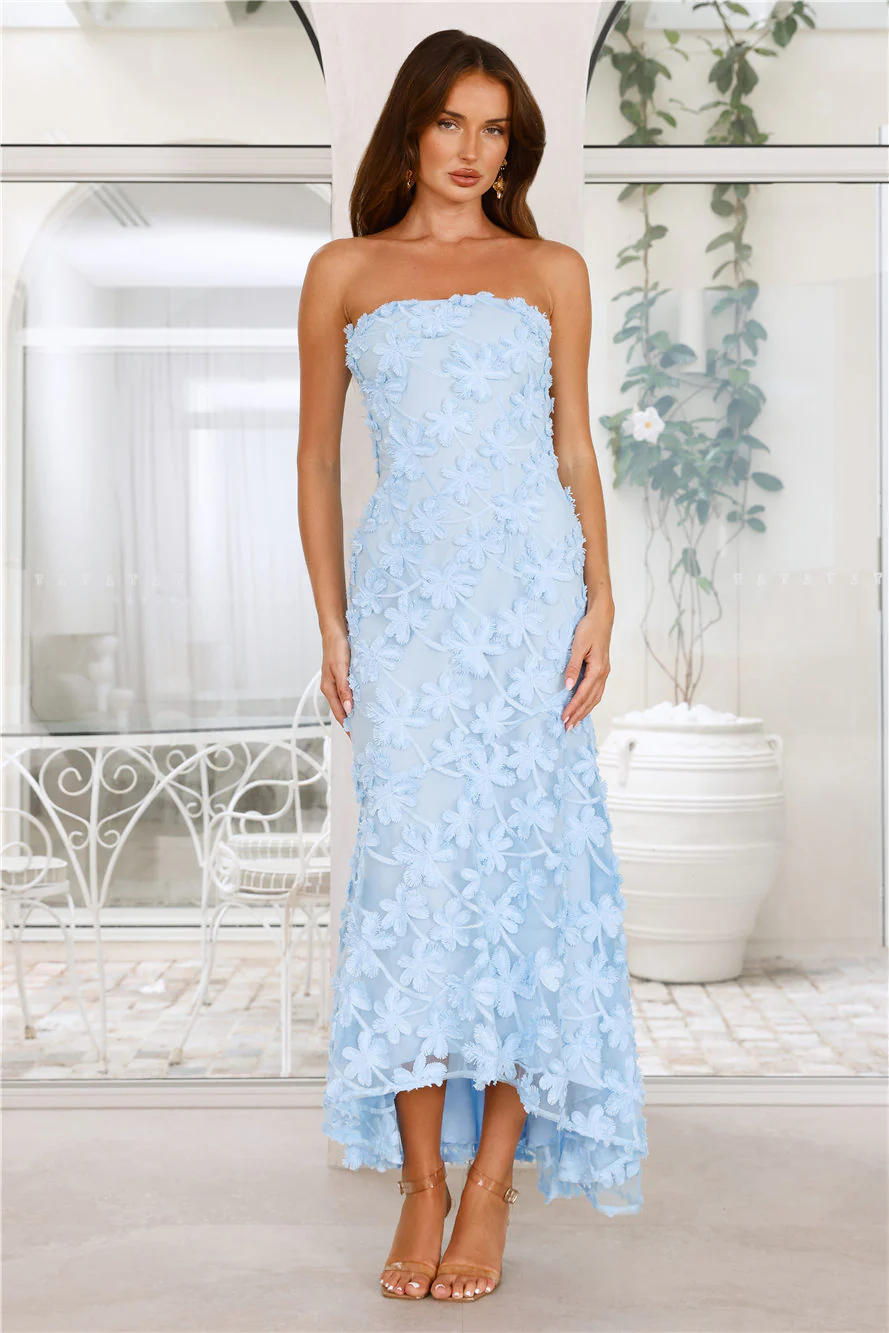 Urban Petal Strapless Maxi Dress Blue