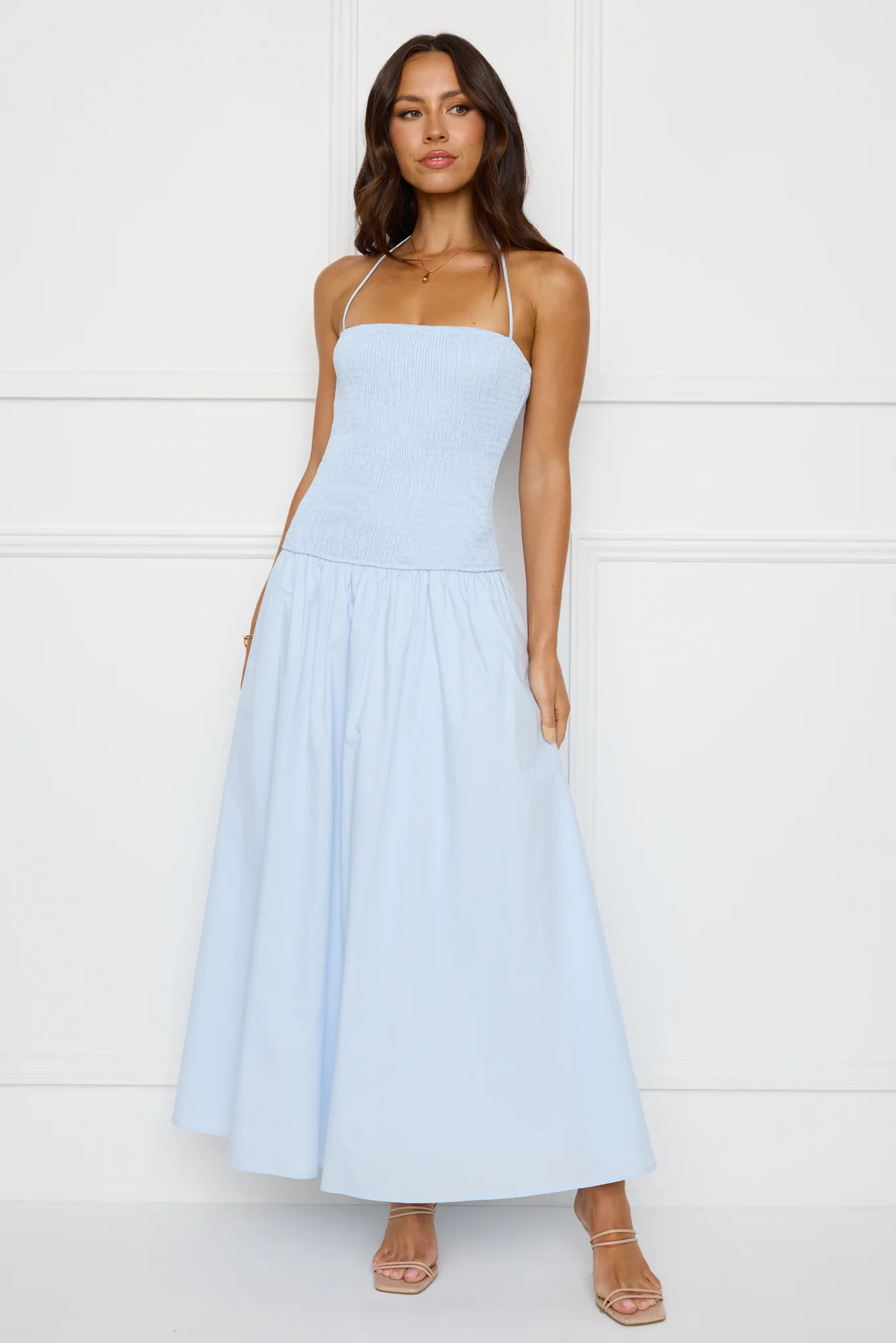 Unmatched Energy Halter Maxi Dress Blue