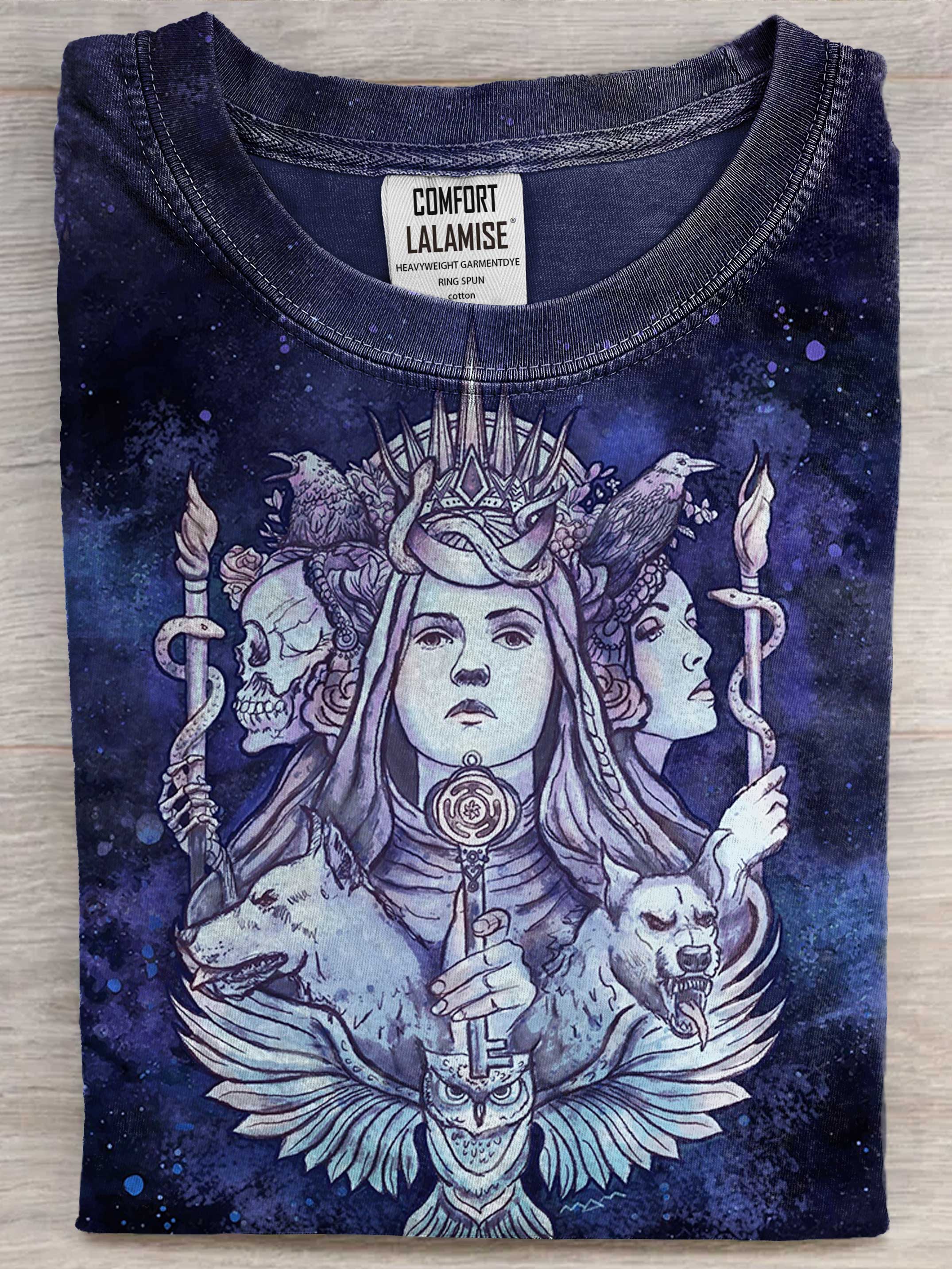 Witch Dark Goddess Art Print Casual Short Sleeve T-shirt