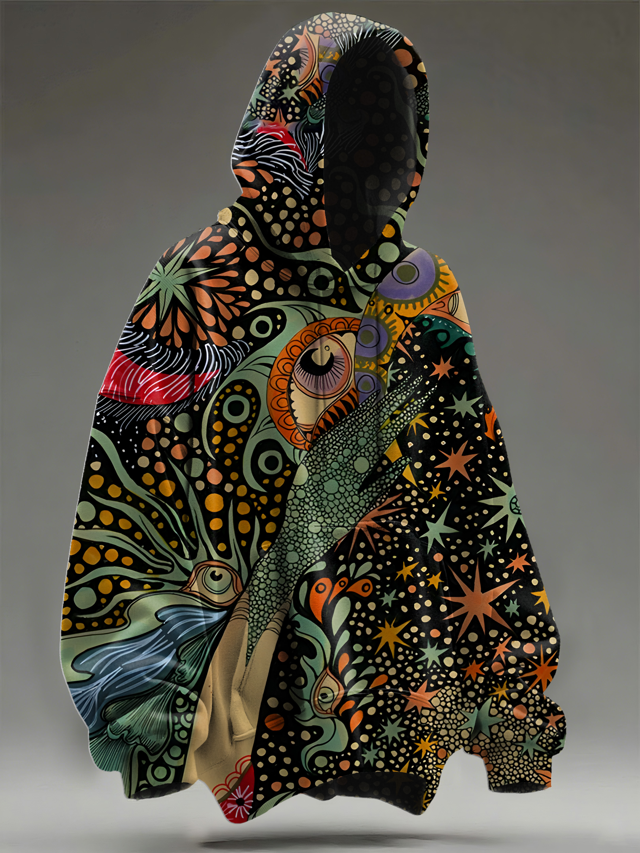 Retro Dark Eye Totem Art Print Casual Hoodie Sweatshirt