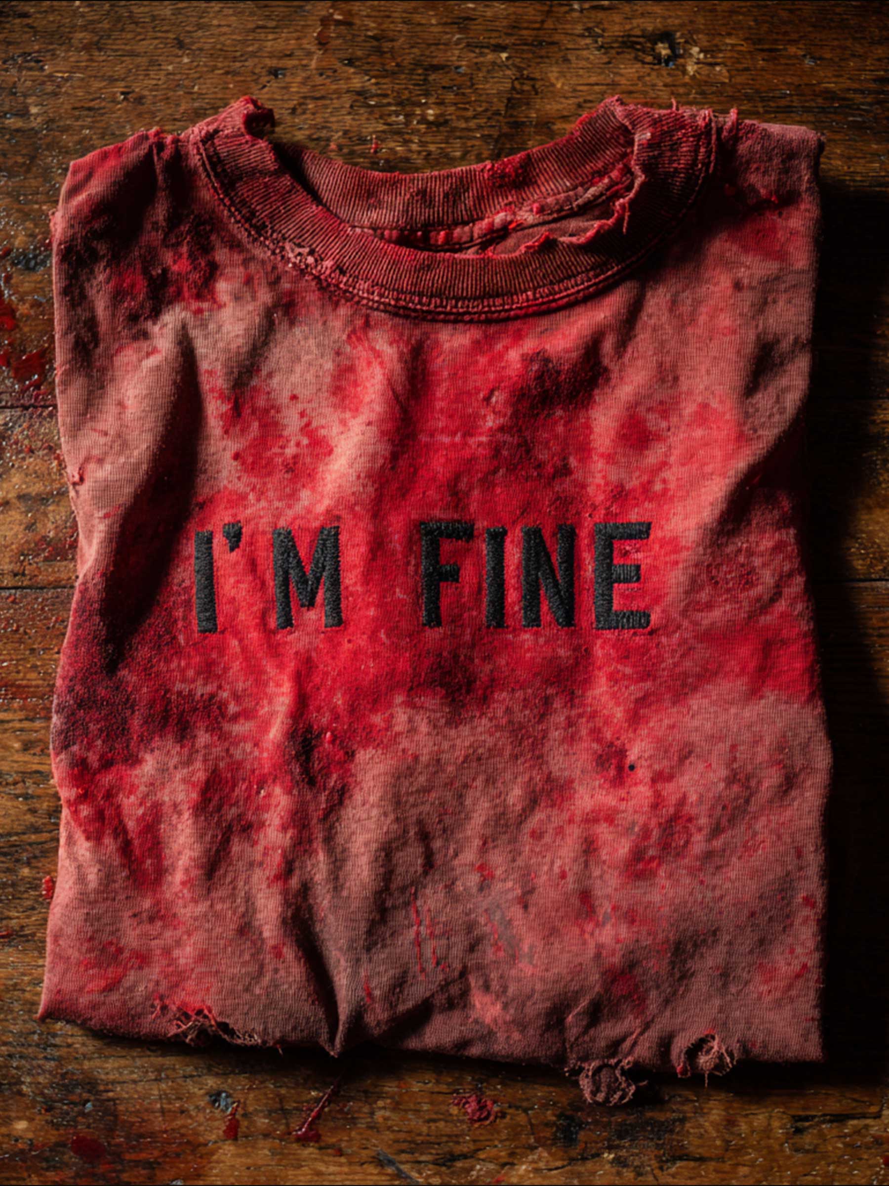 I'm Fine Horror Halloween Art Print Casaul Cotton Short Sleeve T-shirt