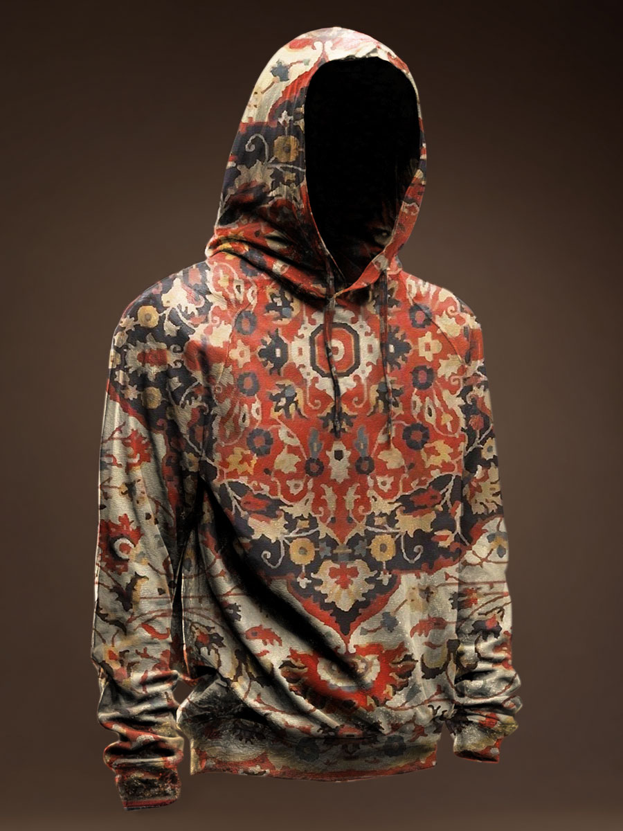 Ethnic Flower Prints Casual Hoodie Sweatshirt