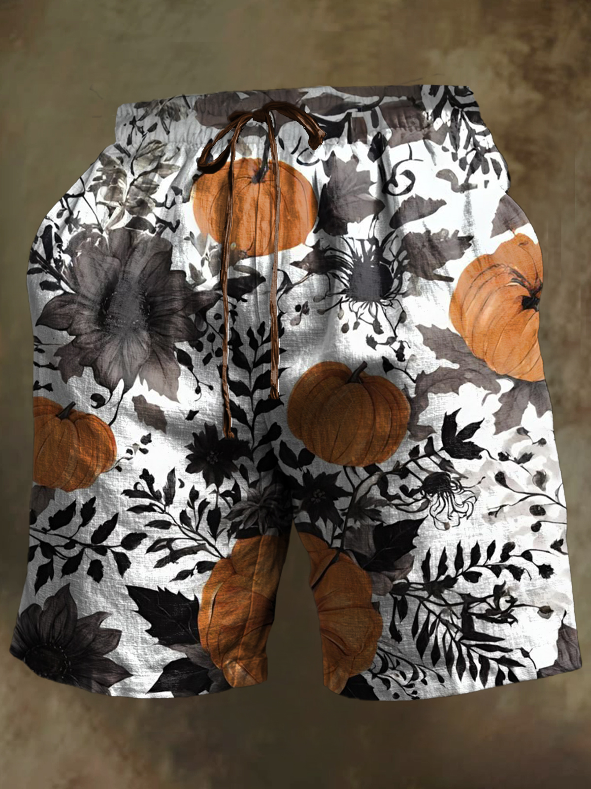 Vintage Abstract Halloween Pumpkin element Art Print Casual Short Pant