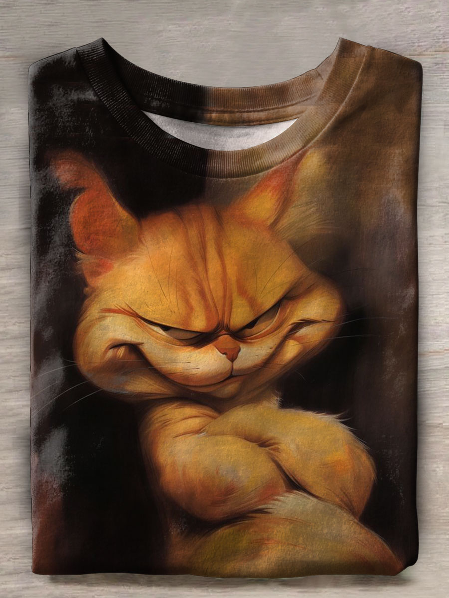 Funny Cat Print Casual T-shirt