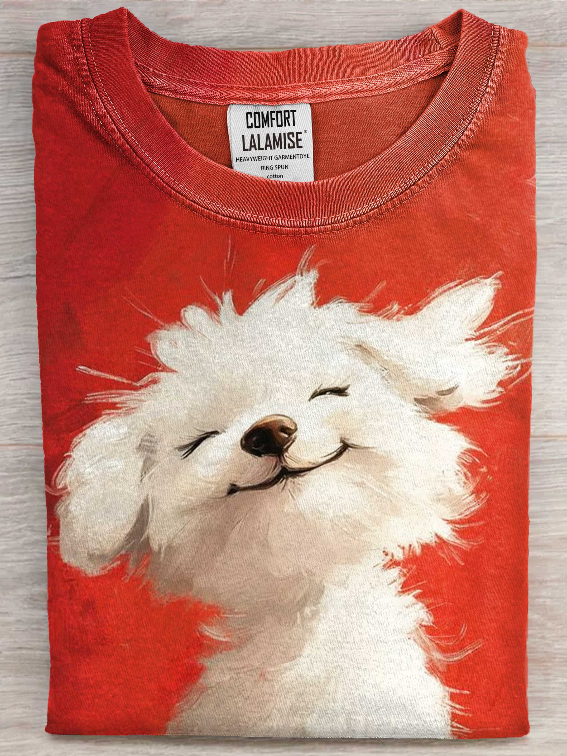 Happy Dog Art Print Casual Short Sleeve T-shirt