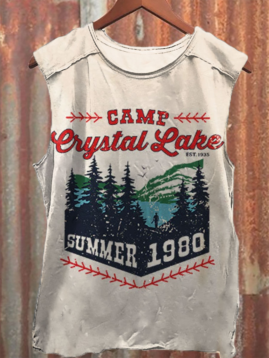 Camp Crystal Lake Summer 1980 Print 100% Cotton Casual Tank Top