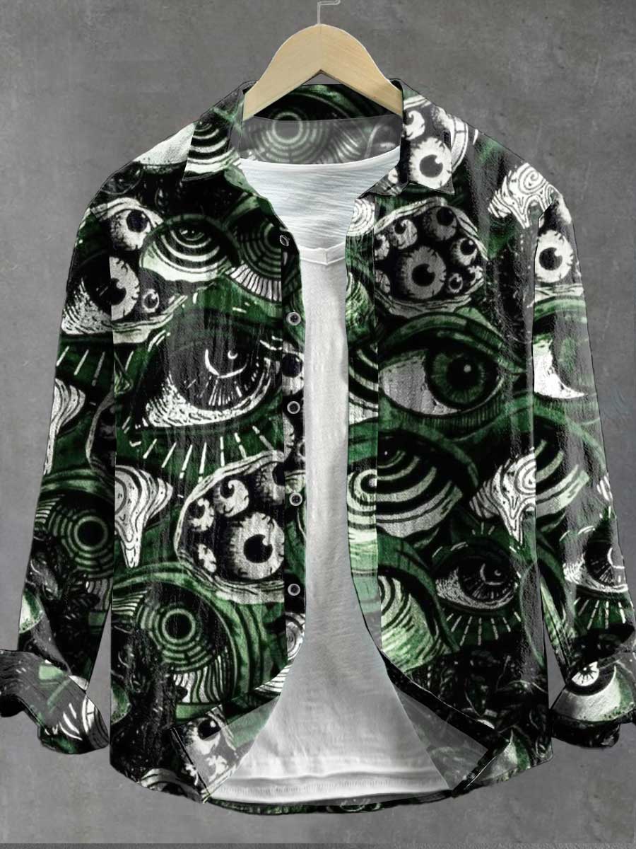 Abstrct Eyes Art Print 100% Cotton Long Sleeve Shirt
