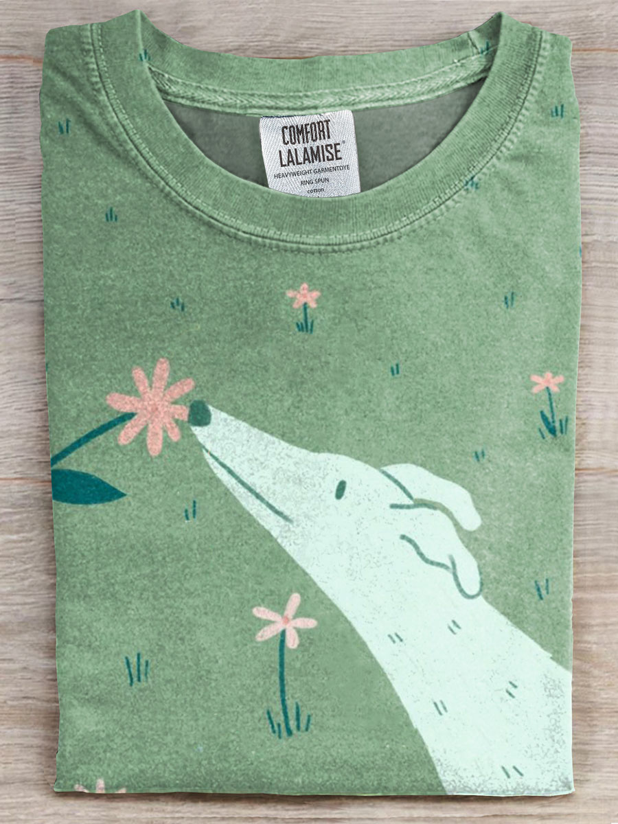 Dog Art Print Casual T-shirt