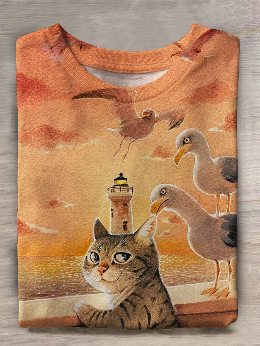 Cat Prints Casual T-shirt