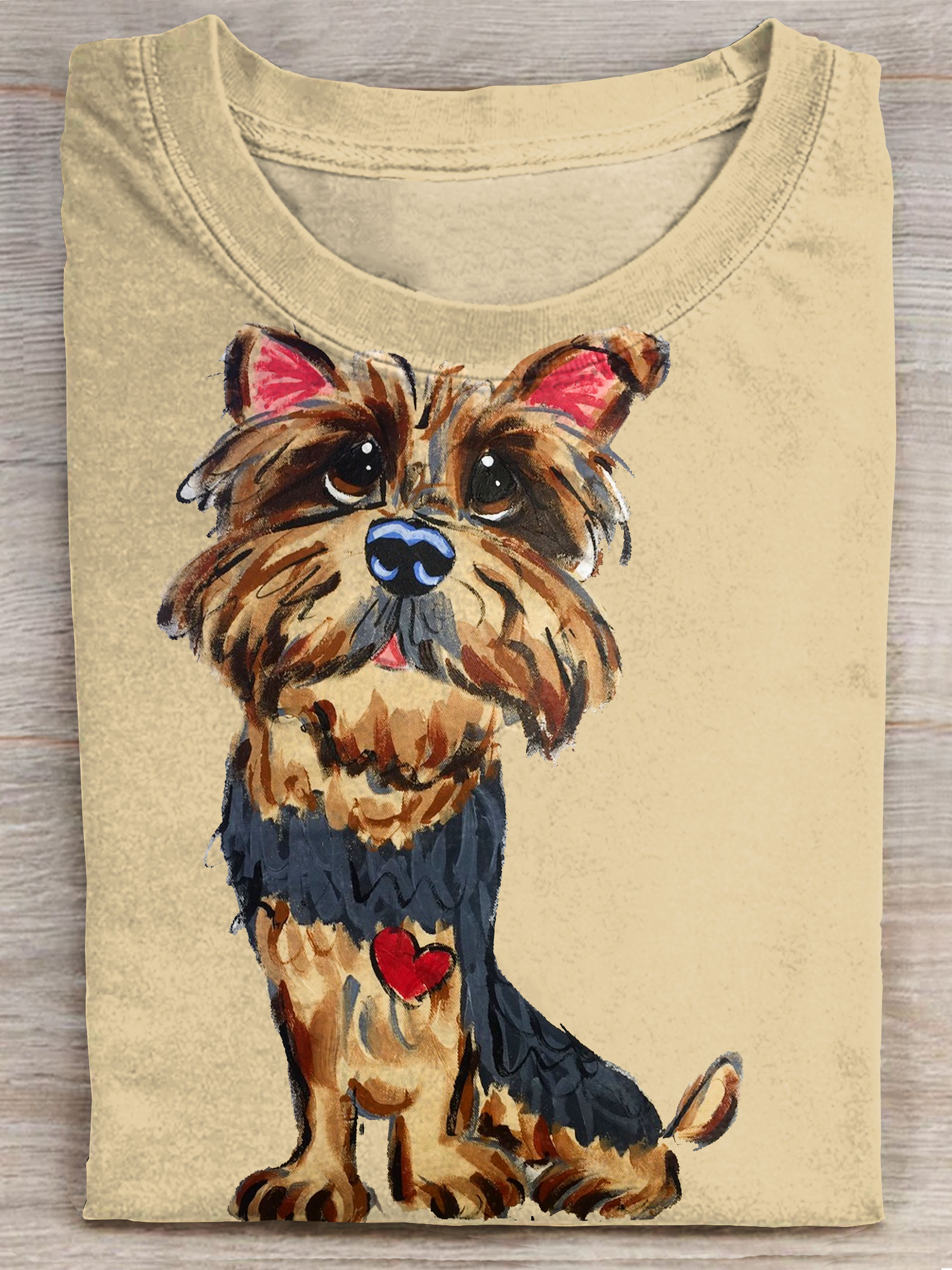 Dog Art Print Casaul  Short SleeveT-shirt