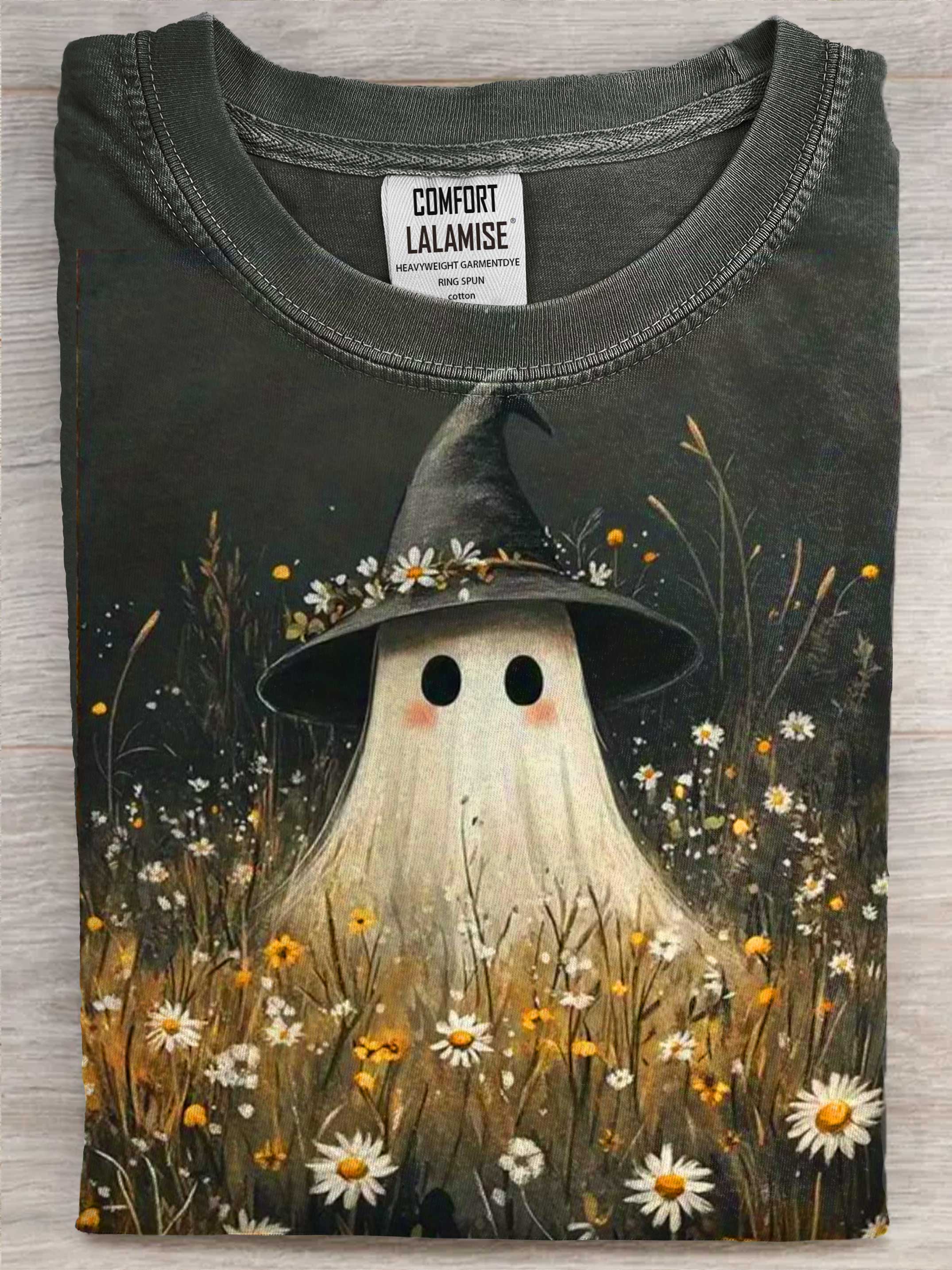 Cute ghost Halloween Art Print Causal Cotton Short Sleeve T-shirt