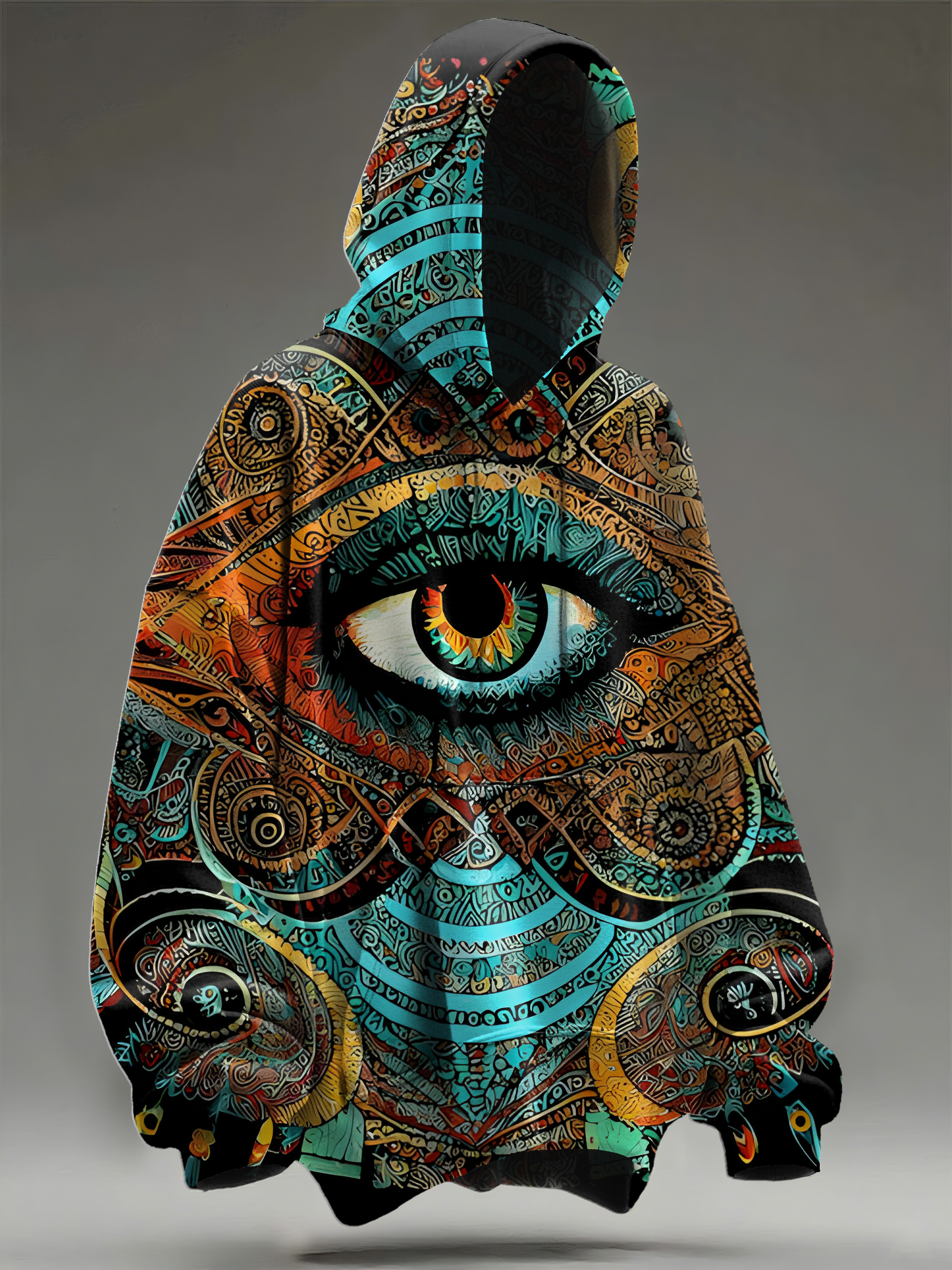 Retro Dark Eye Totem Art Print Casual Hoodie Sweatshirt