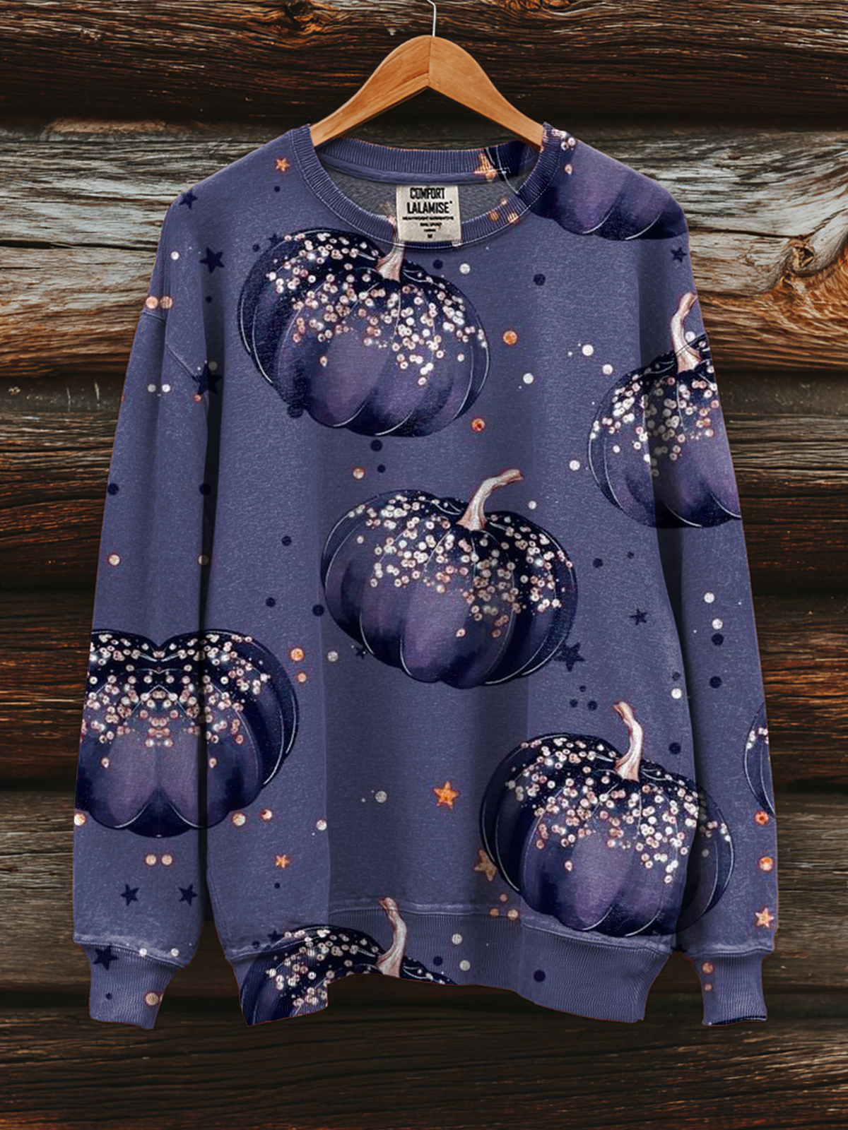 Purple Vintage Halloween Pumpkin Print Art Sweatshirt