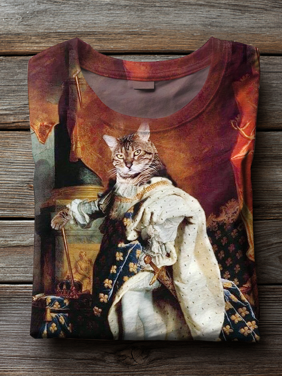 Retro Fun Cat Art Print T-shirt