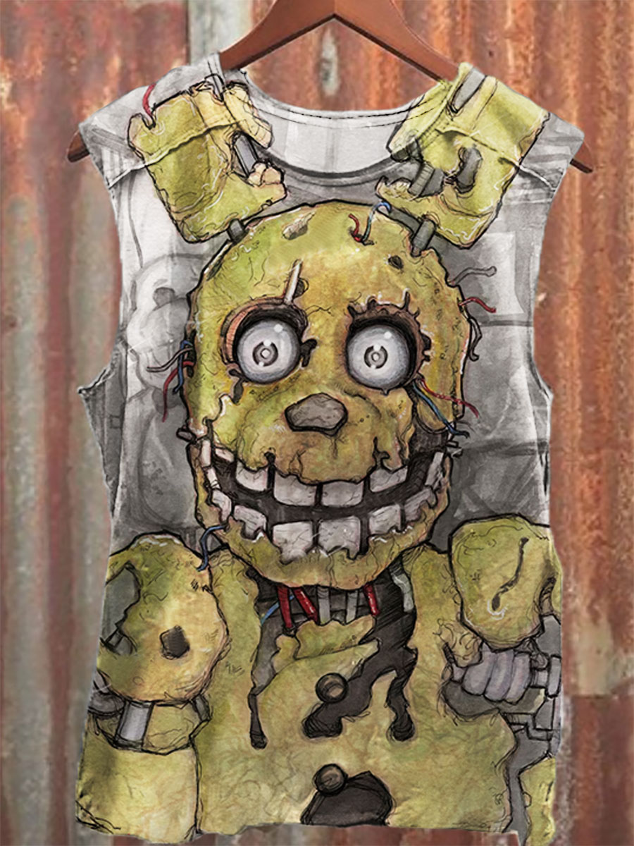 Horror Print 100% Cotton Casual Tank Top