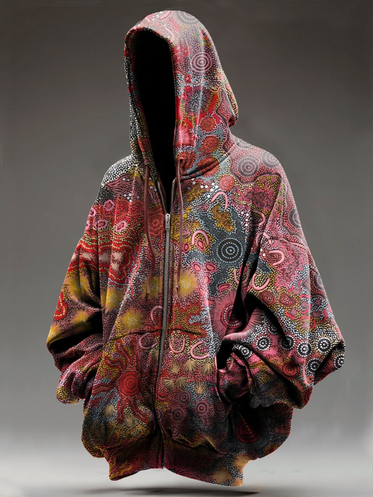 Abstrct Art Print Casual Zip Hoodie Sweatshirt