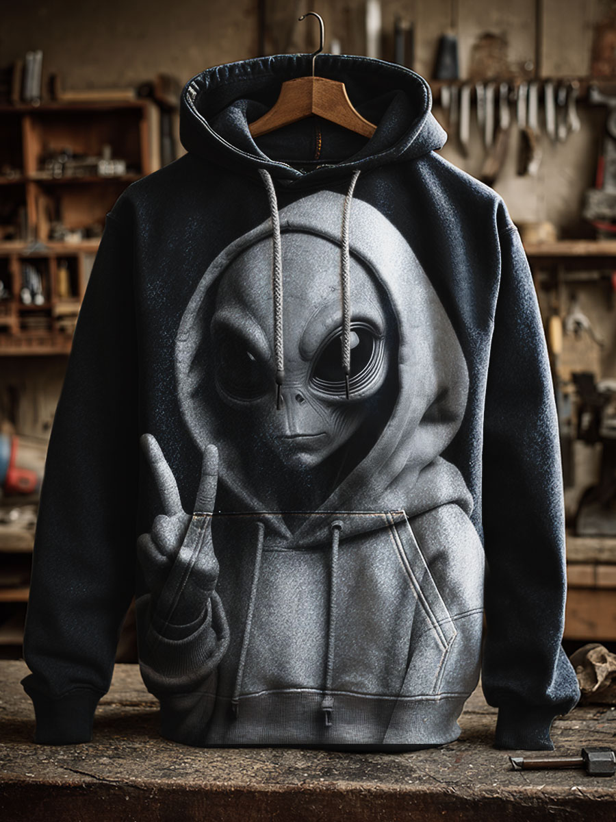 Funny Aliens Art Prints Casual Hoodie Sweatshirt