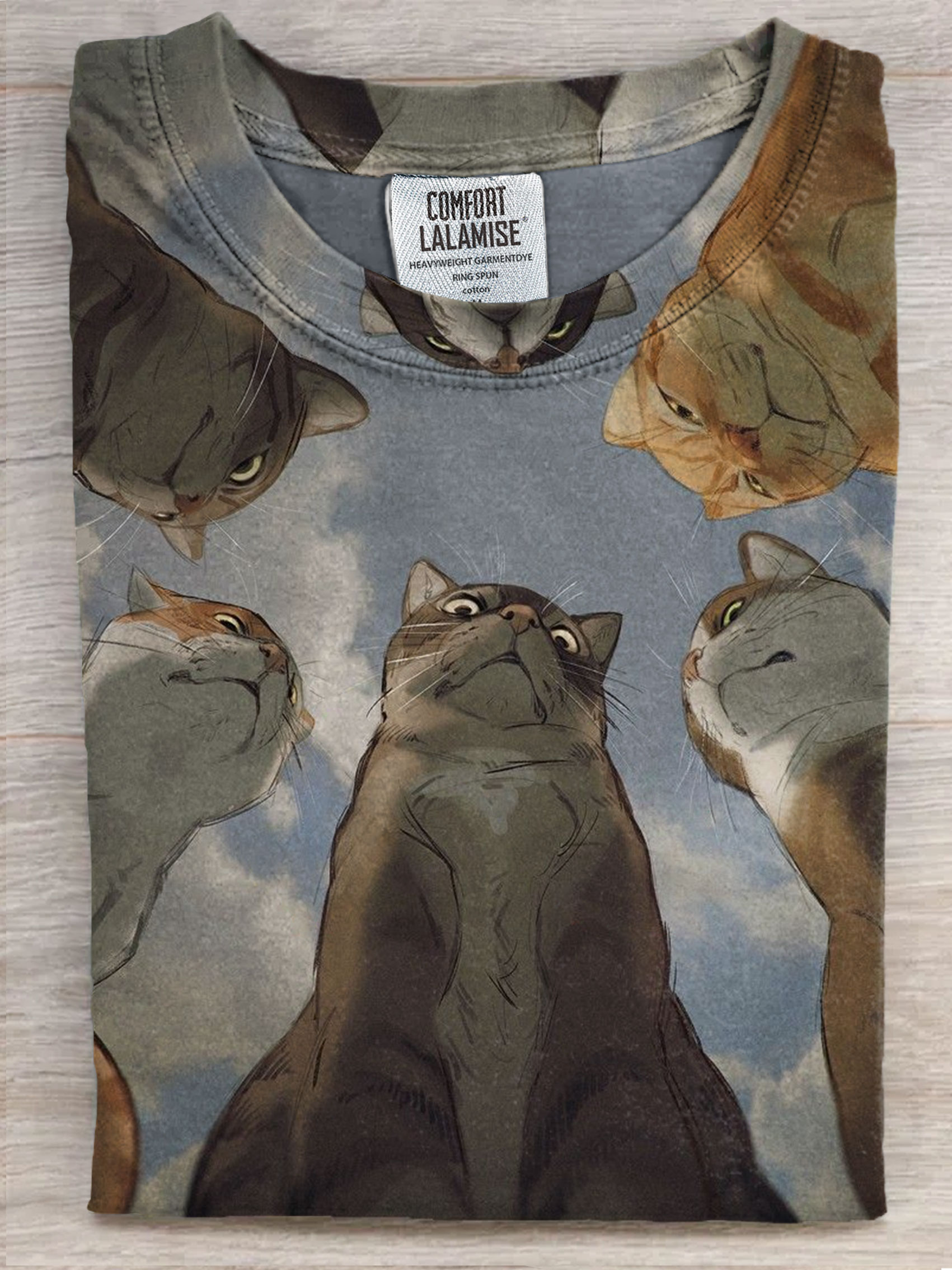 Cat Art Print Casaul Short Sleeve T-shirt