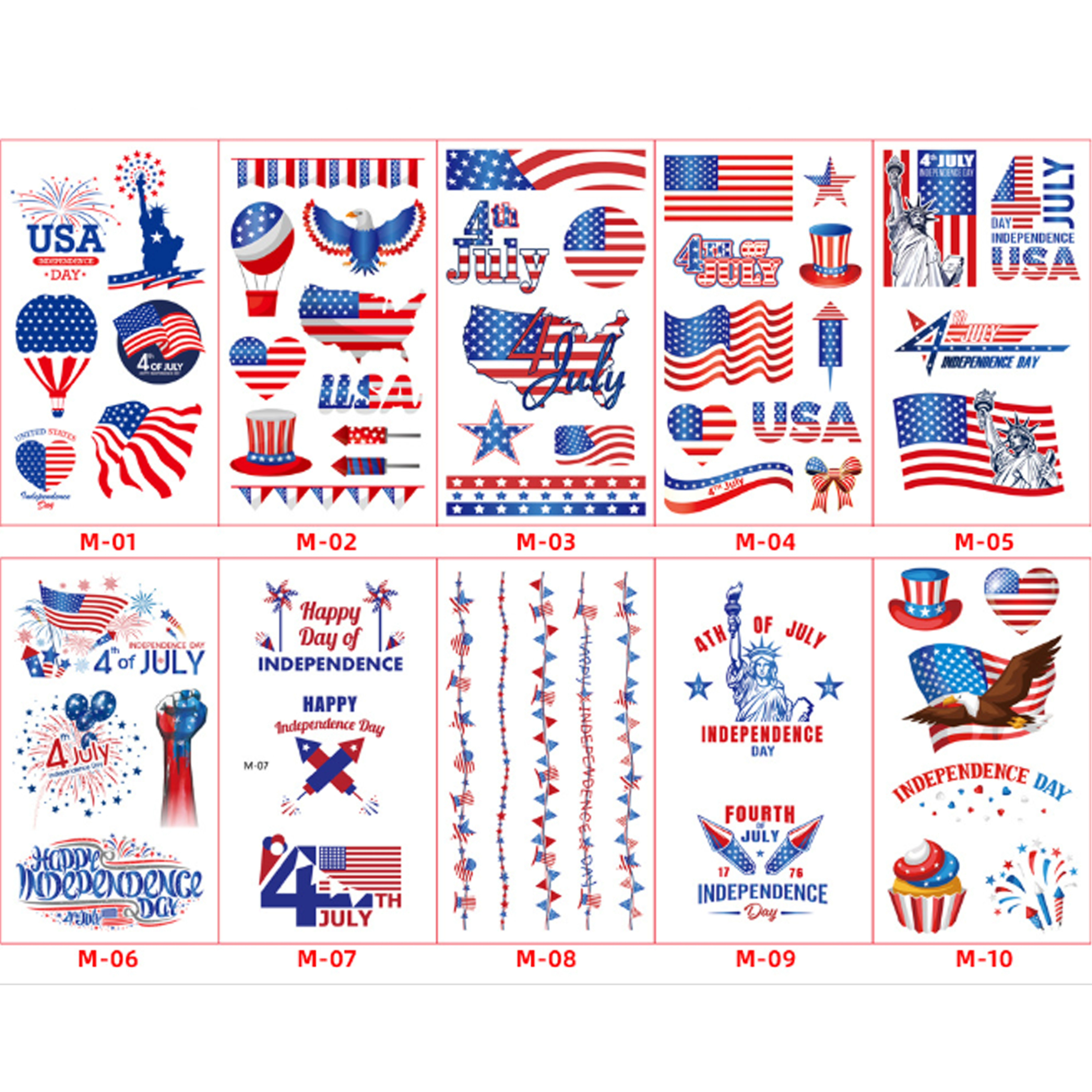 Patriot Independence Day Flag USA Tattoo Sticker