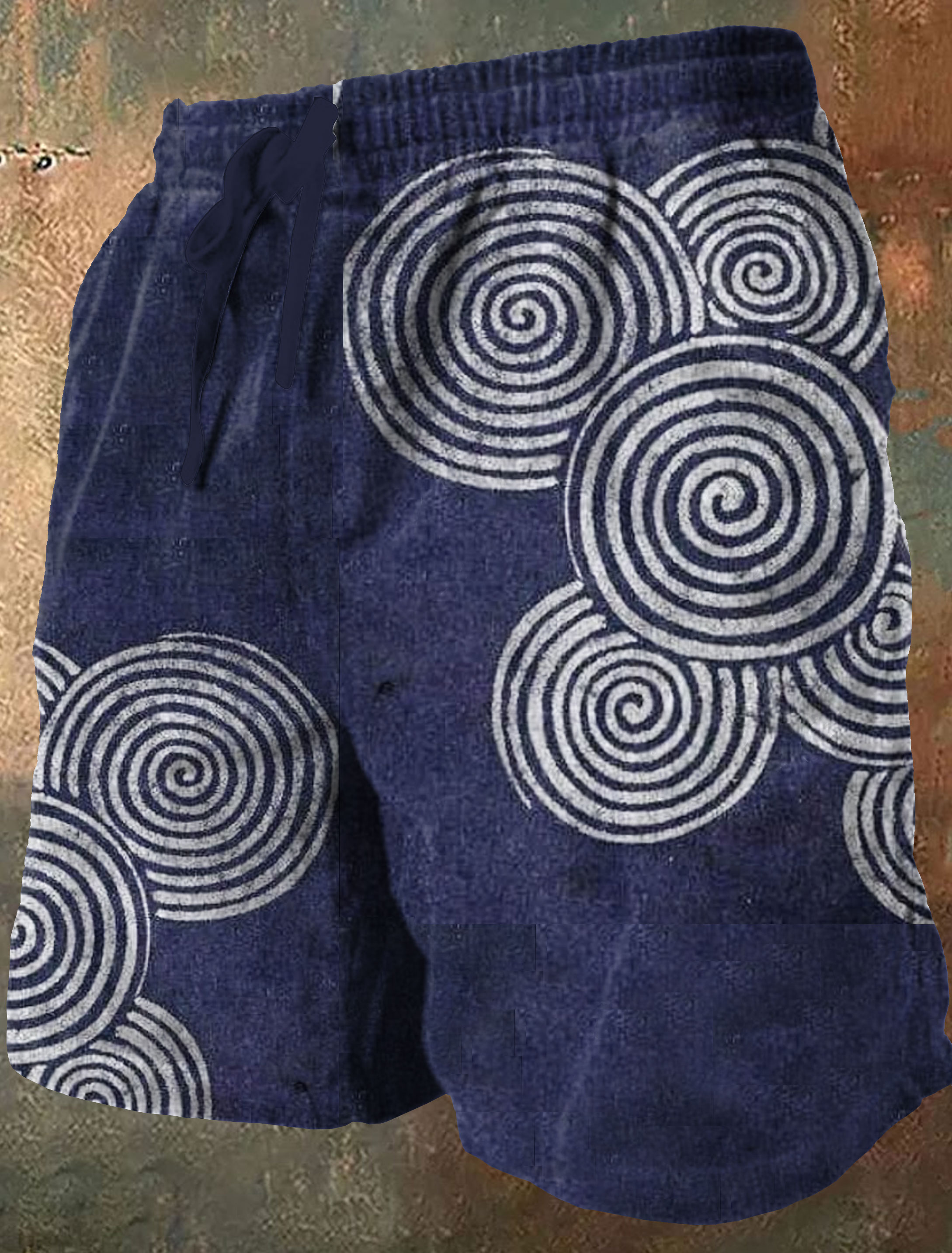 Vintage Art Print Casual Short Pants