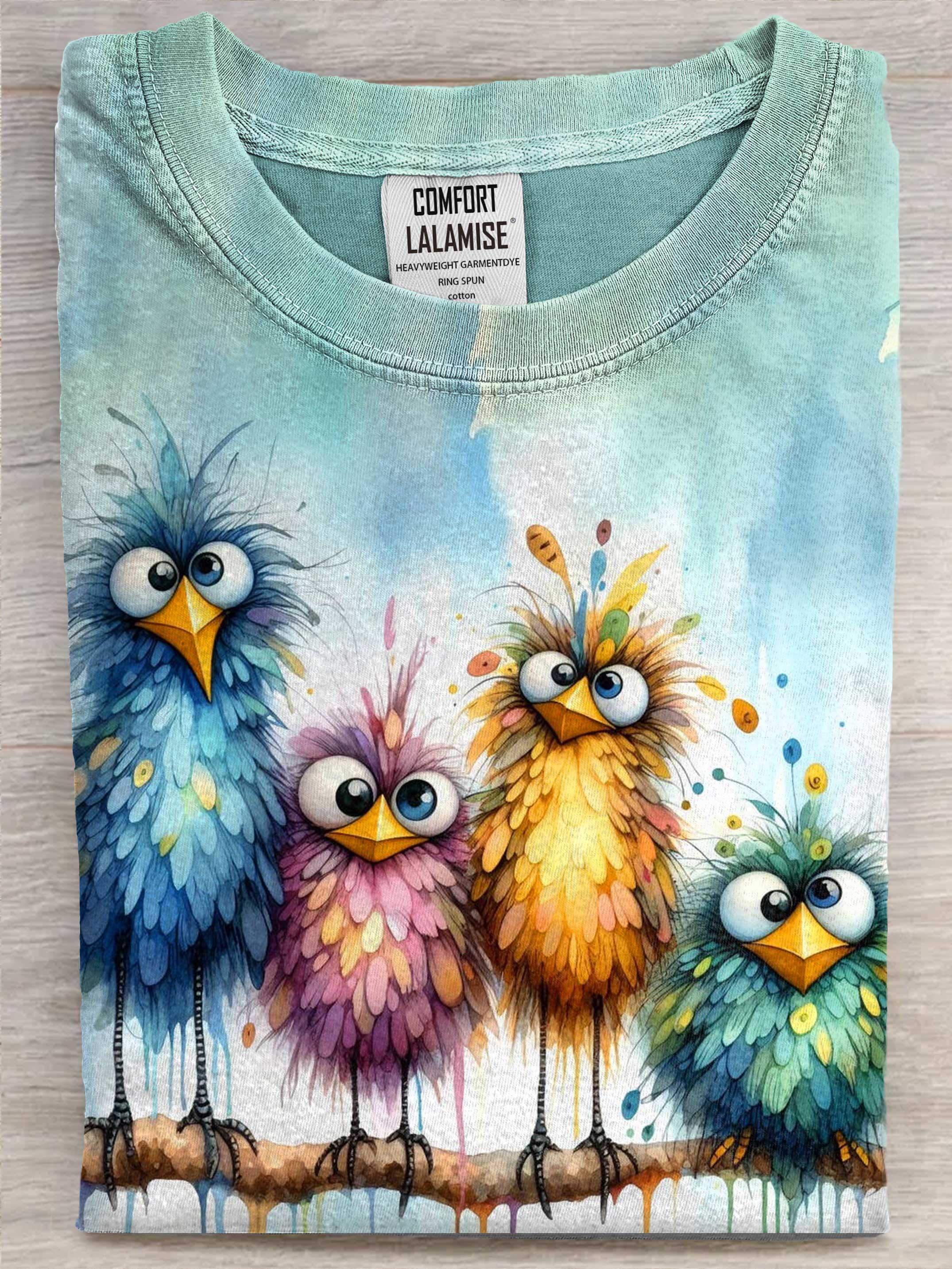 Funny Bird Art Print Casual Short Sleeve T-shirt