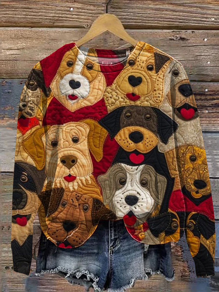 Cute Dog Art Print Casual Sweatshirt