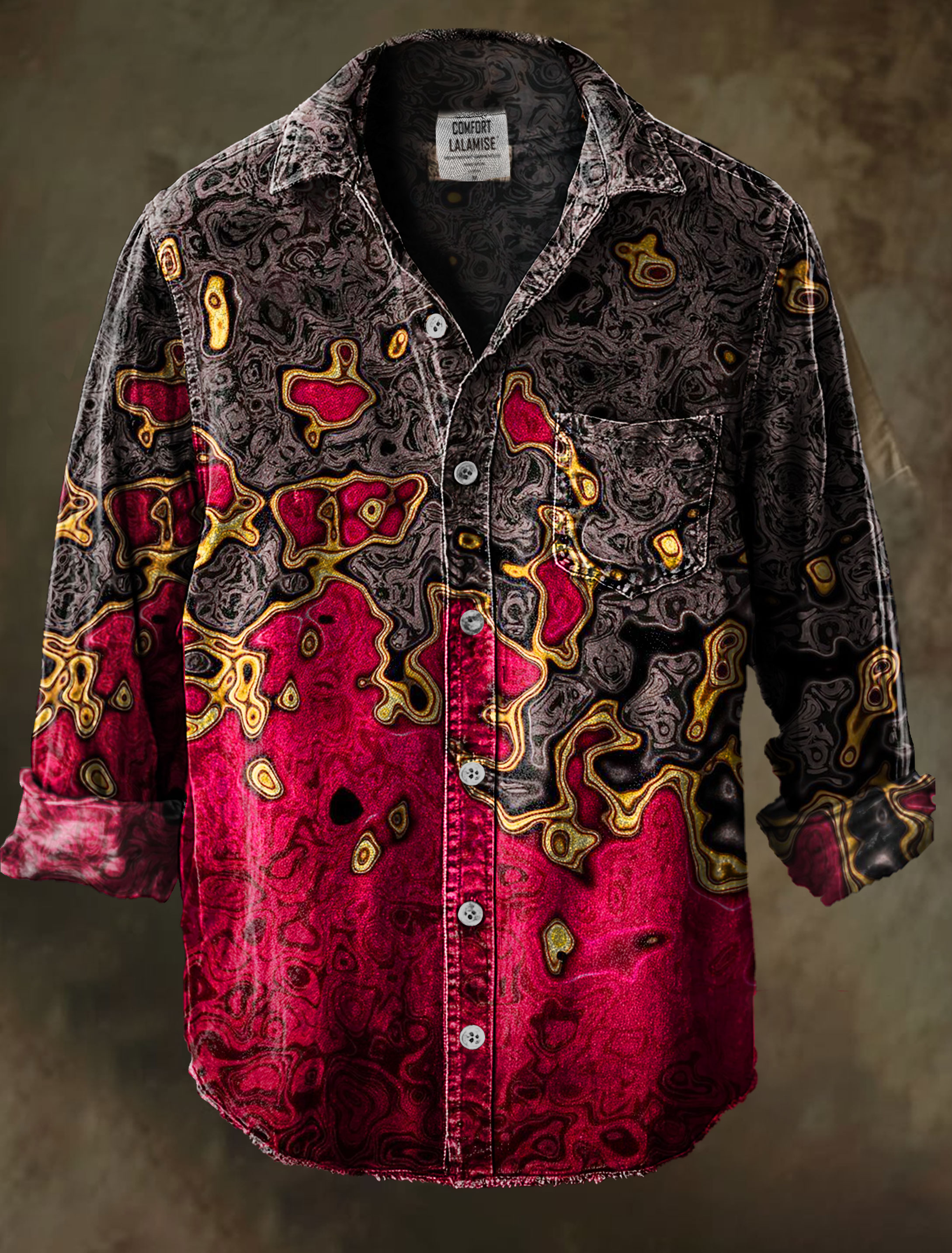 Vintage Emotion Abstrct Art Print 100% Cotton Long Sleeve Shirt