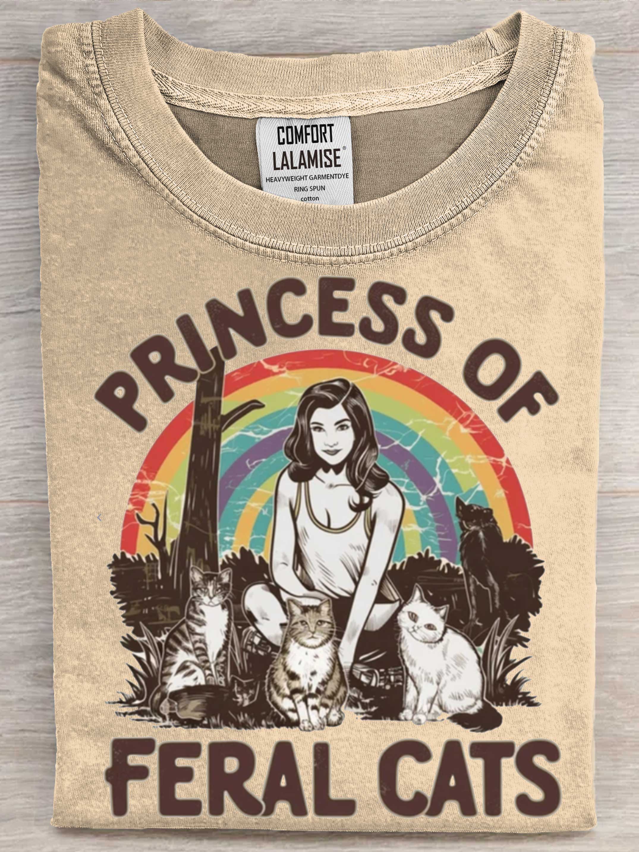 Princess Of Feral Cats Art Print Casaul Short Sleeve T-shirt